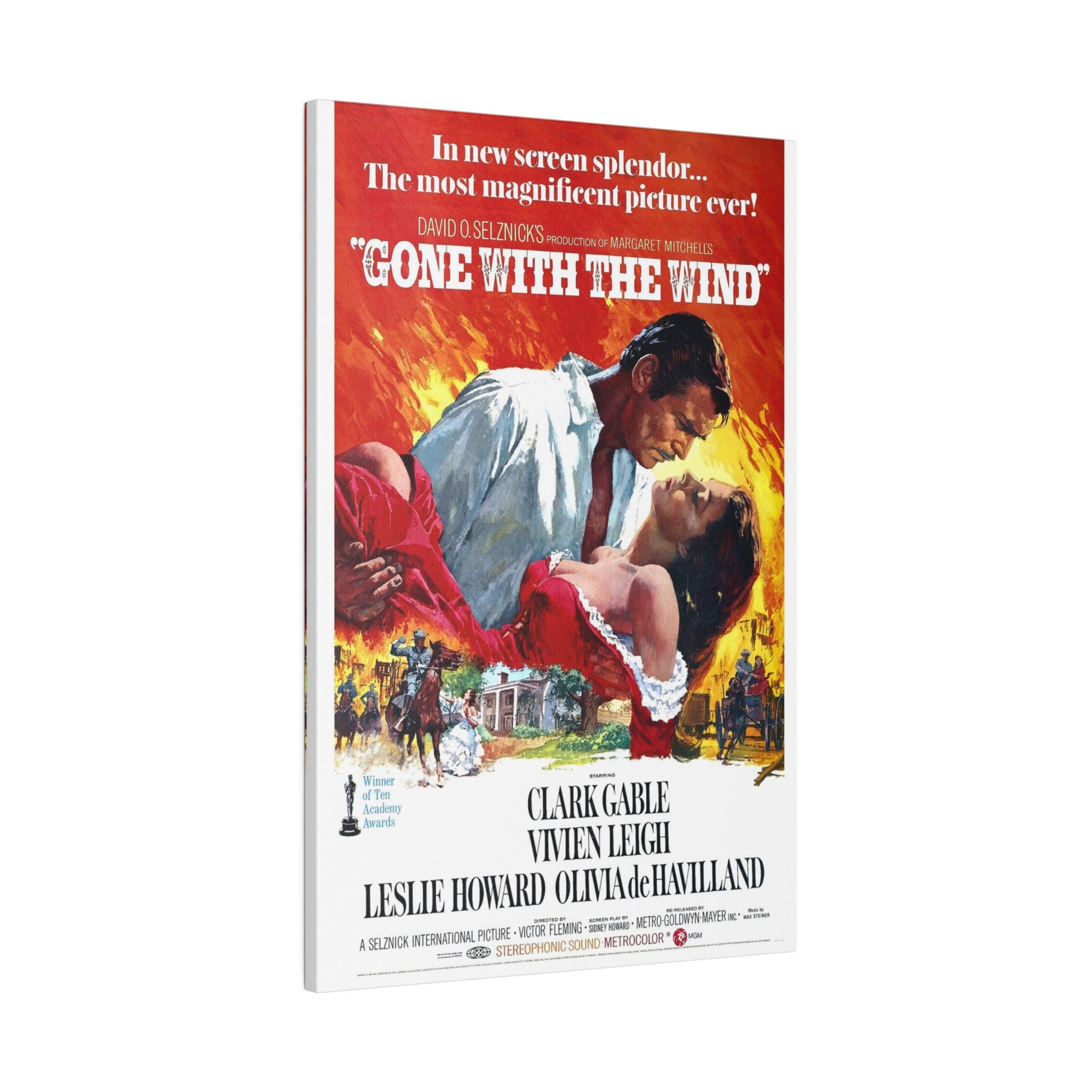 Gone With The Wind Rereleased Movie Poster Custom Canvas Wall Print