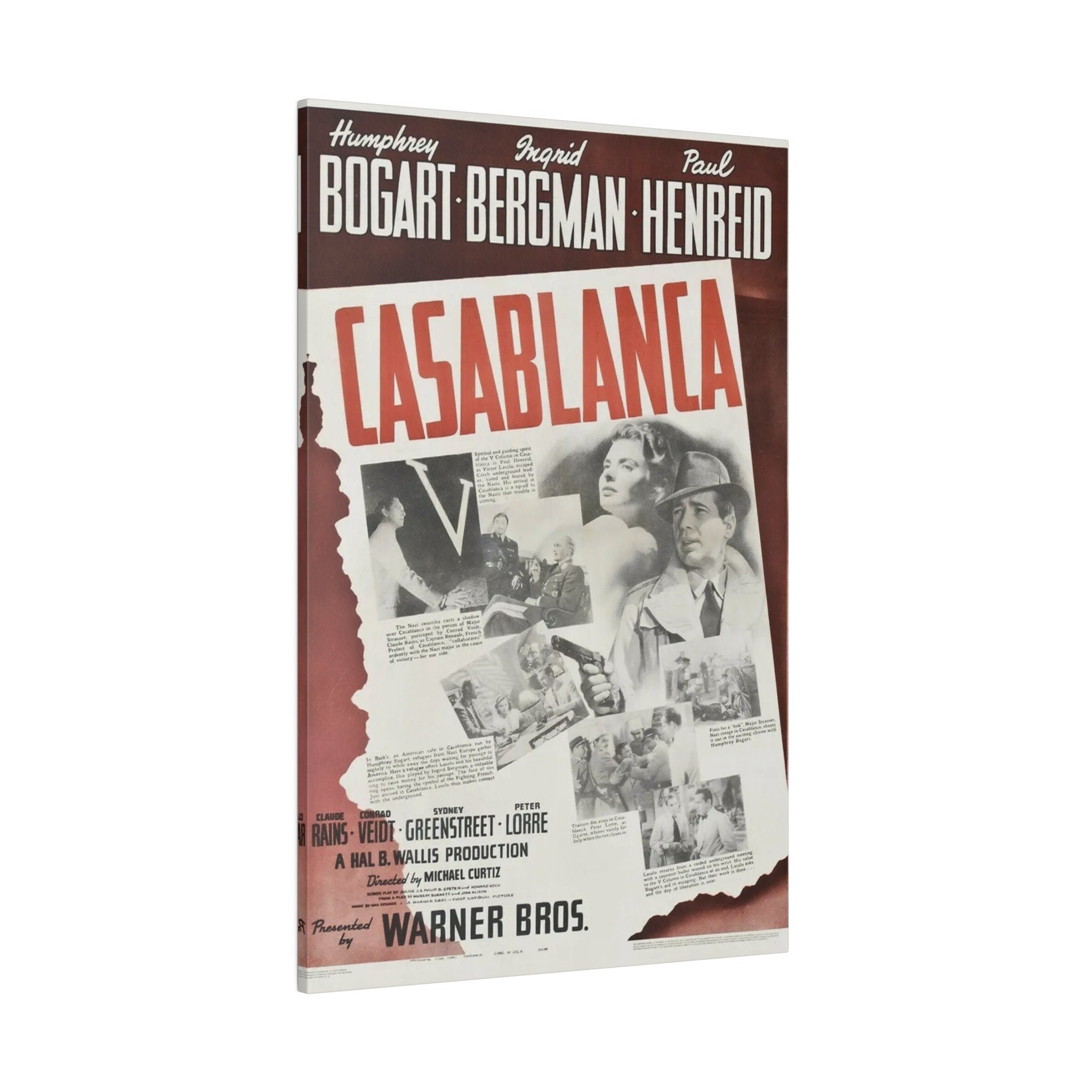 Casablanca Vintage Movie Poster Custom Canvas Wall Print