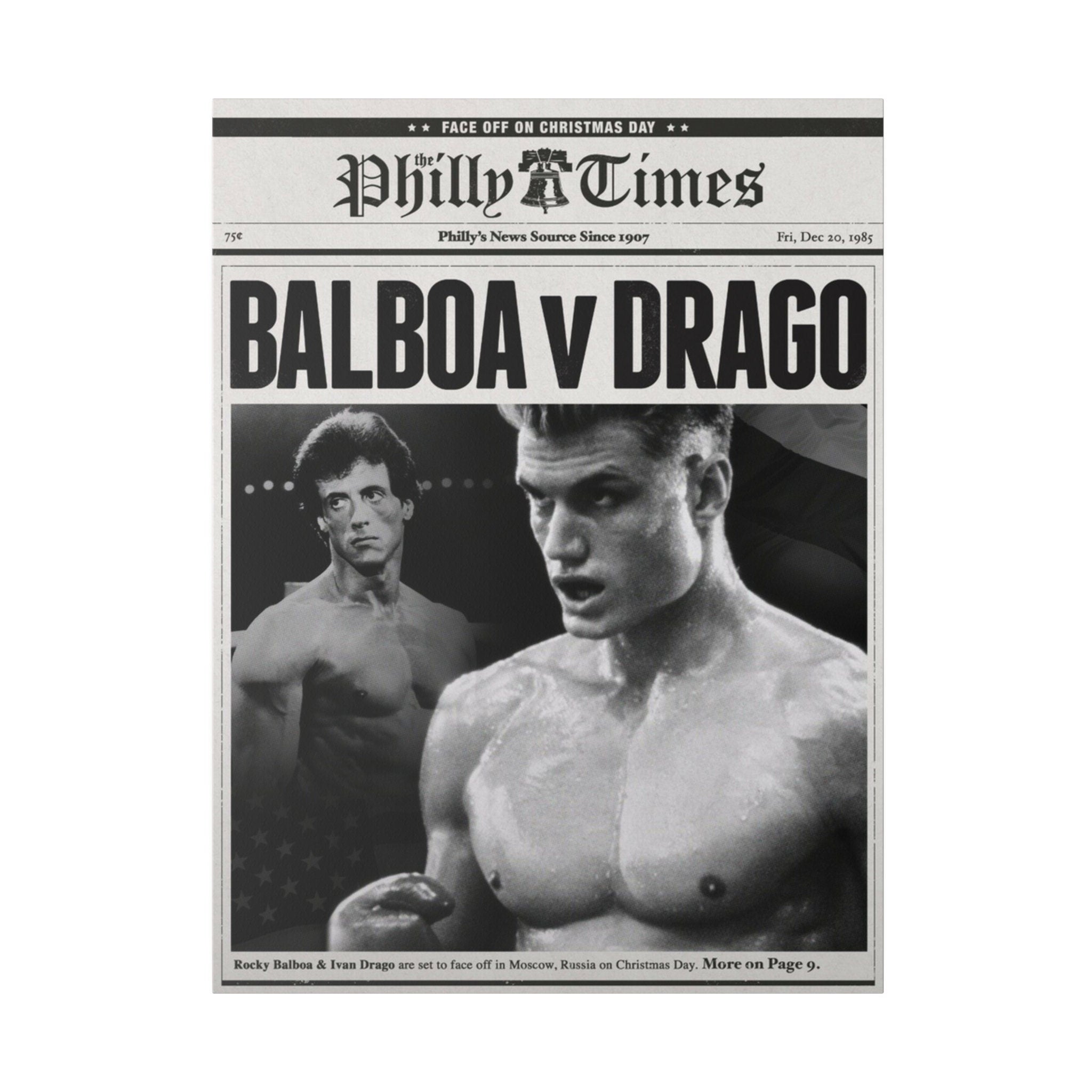 Rocky Vs. Ivan Drago Newspaper Poster Custom Canvas Wall Print