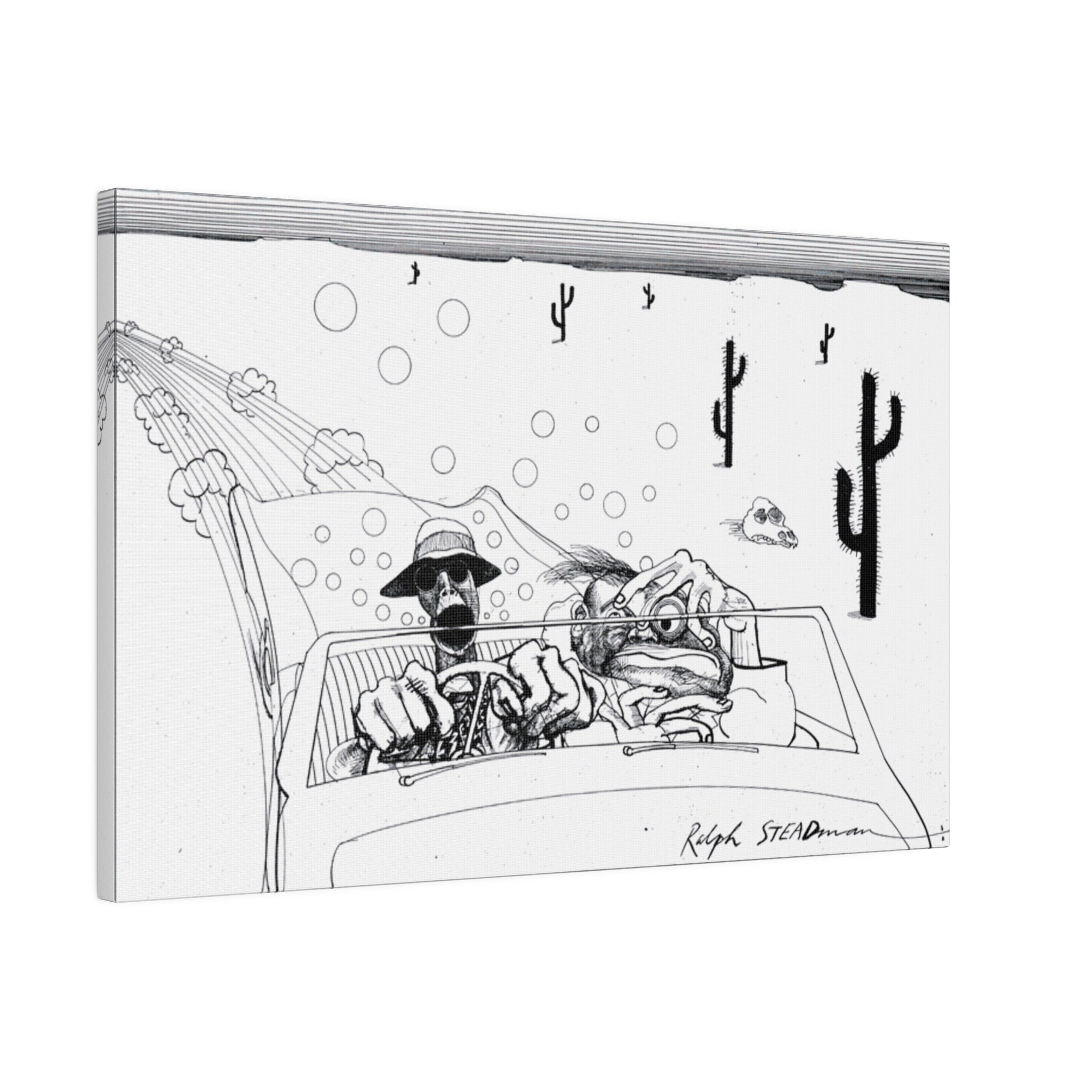 Fear and Loathing In Las Vegas Steadman B/W Drawing Custom Canvas Wall Print