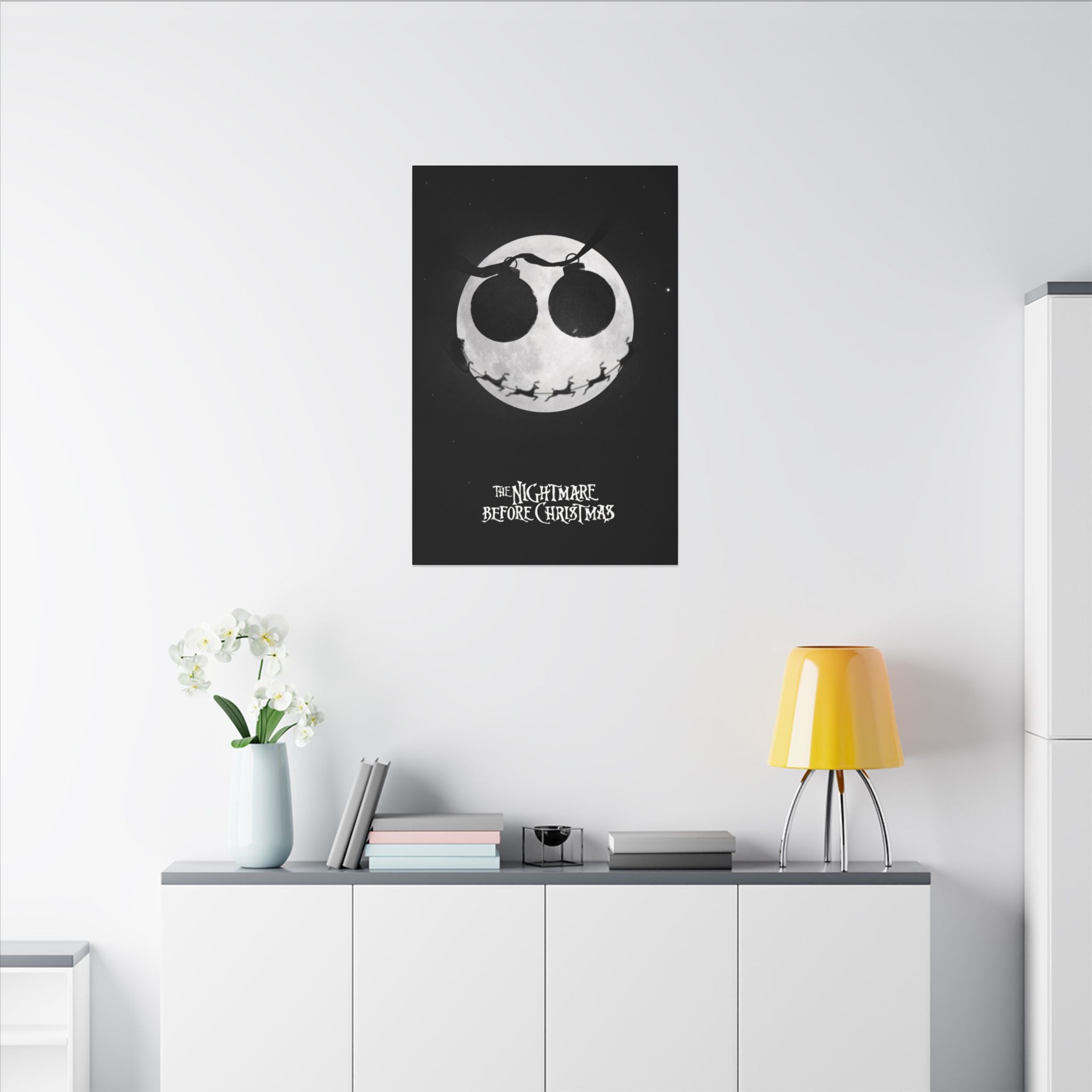 The Nightmare Before Christmas Minimalist Moon Canvas Wall Print