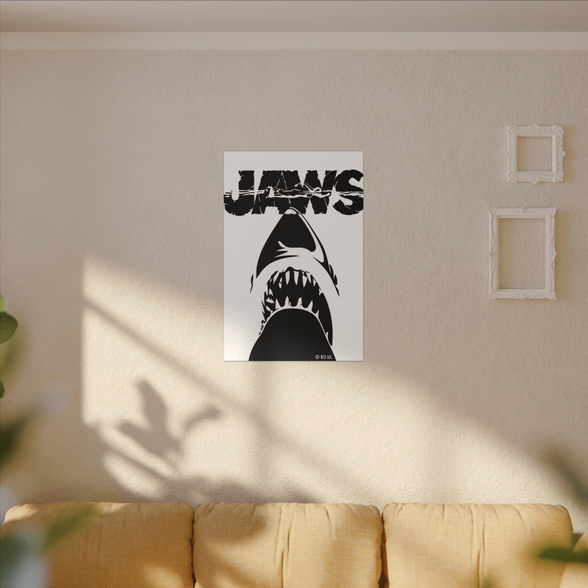 Jaws Minimalist Shark Silhouette Custom Canvas Wall Print