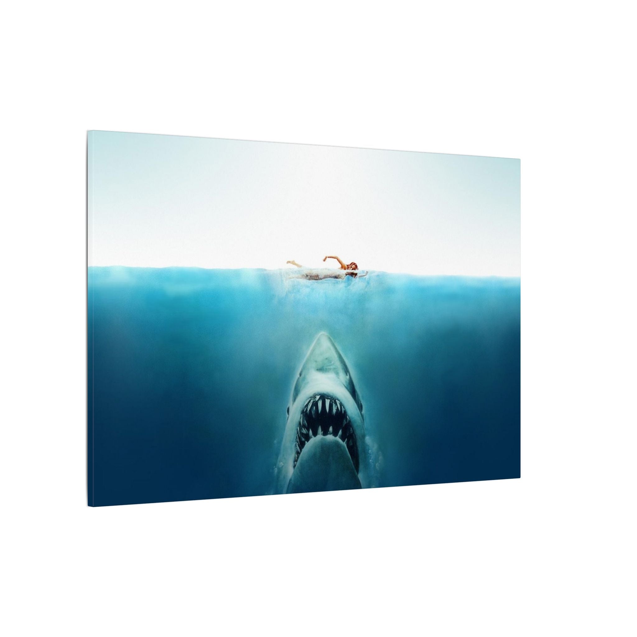 Jaws Underwater Shark Approach Iconic Movie Art Custom Canvas Wall Print