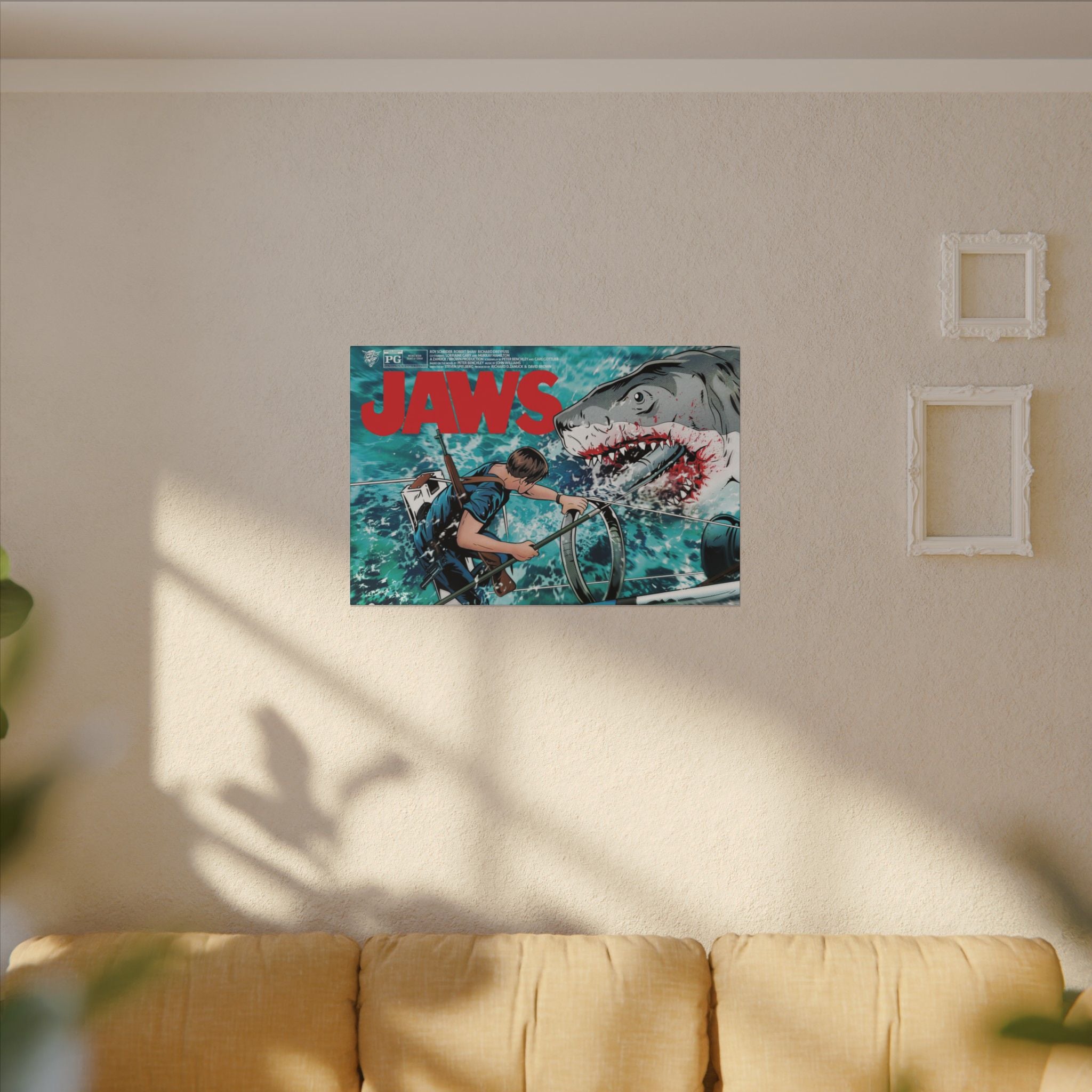 Jaws Retro Comic Style Shark Attack Art Custom Canvas Wall Print