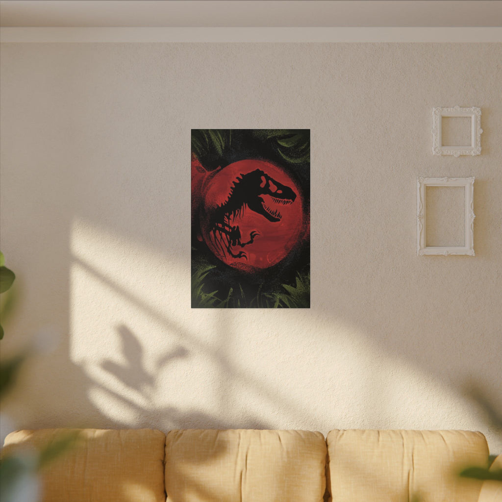 Jurassic Park Red Moon T Rex Silhouette Custom Canvas Wall Print