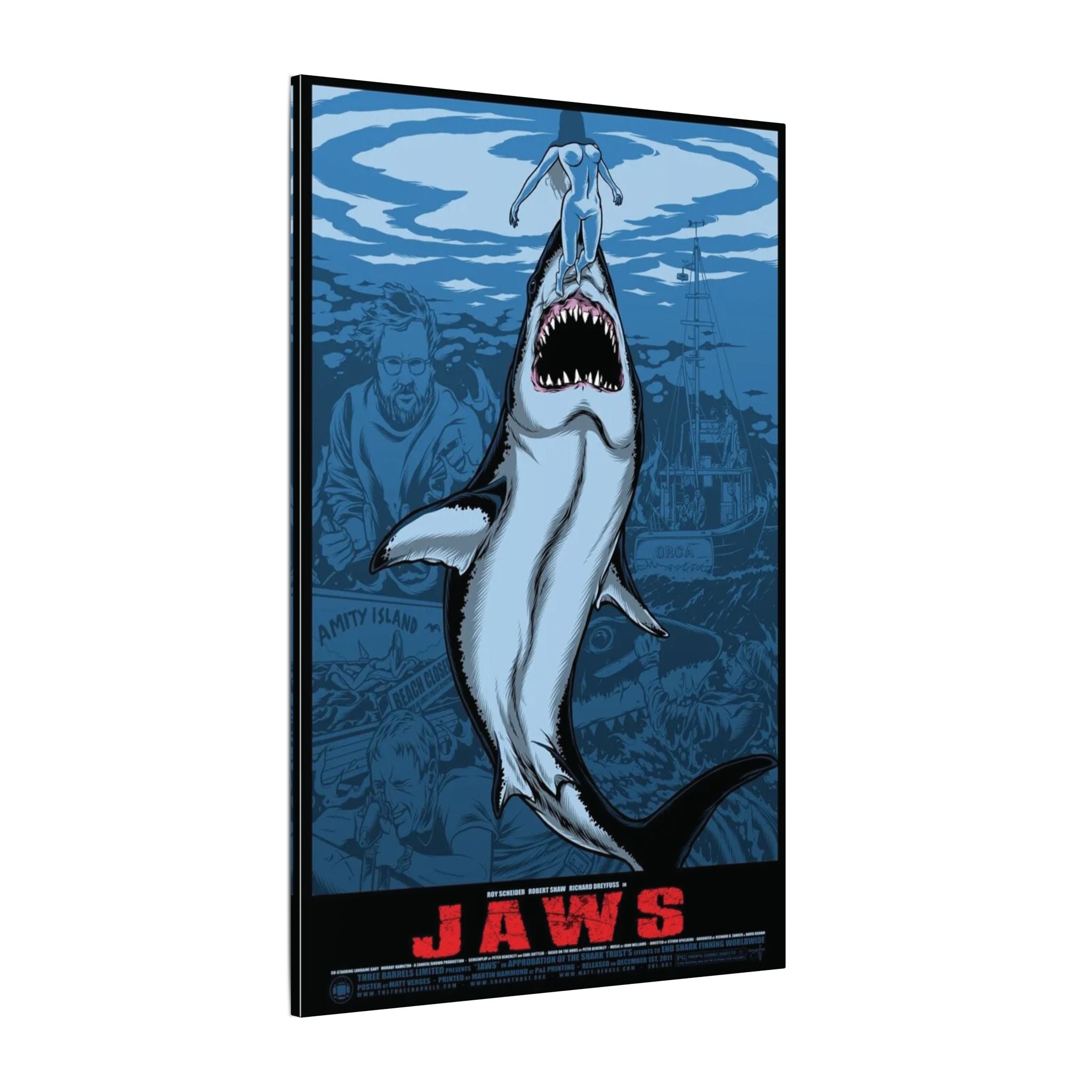 Jaws Blue Graphic Novel Attack Poster Style Art Custom Canvas Wall Print