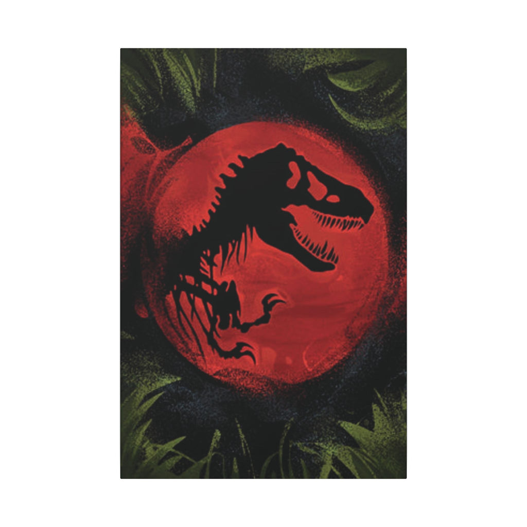 Jurassic Park Red Moon T Rex Silhouette Custom Canvas Wall Print