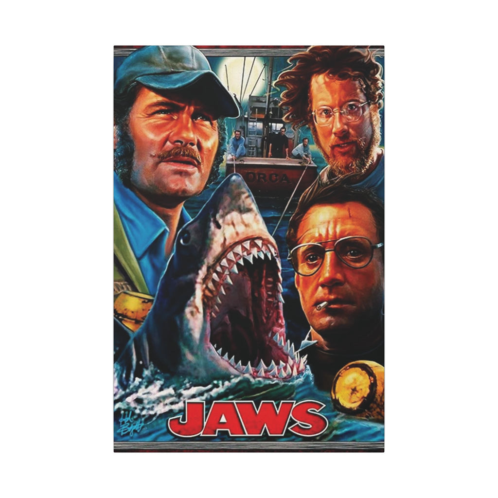 Jaws Illustrated Movie Poster Art Custom Canvas Wall Print