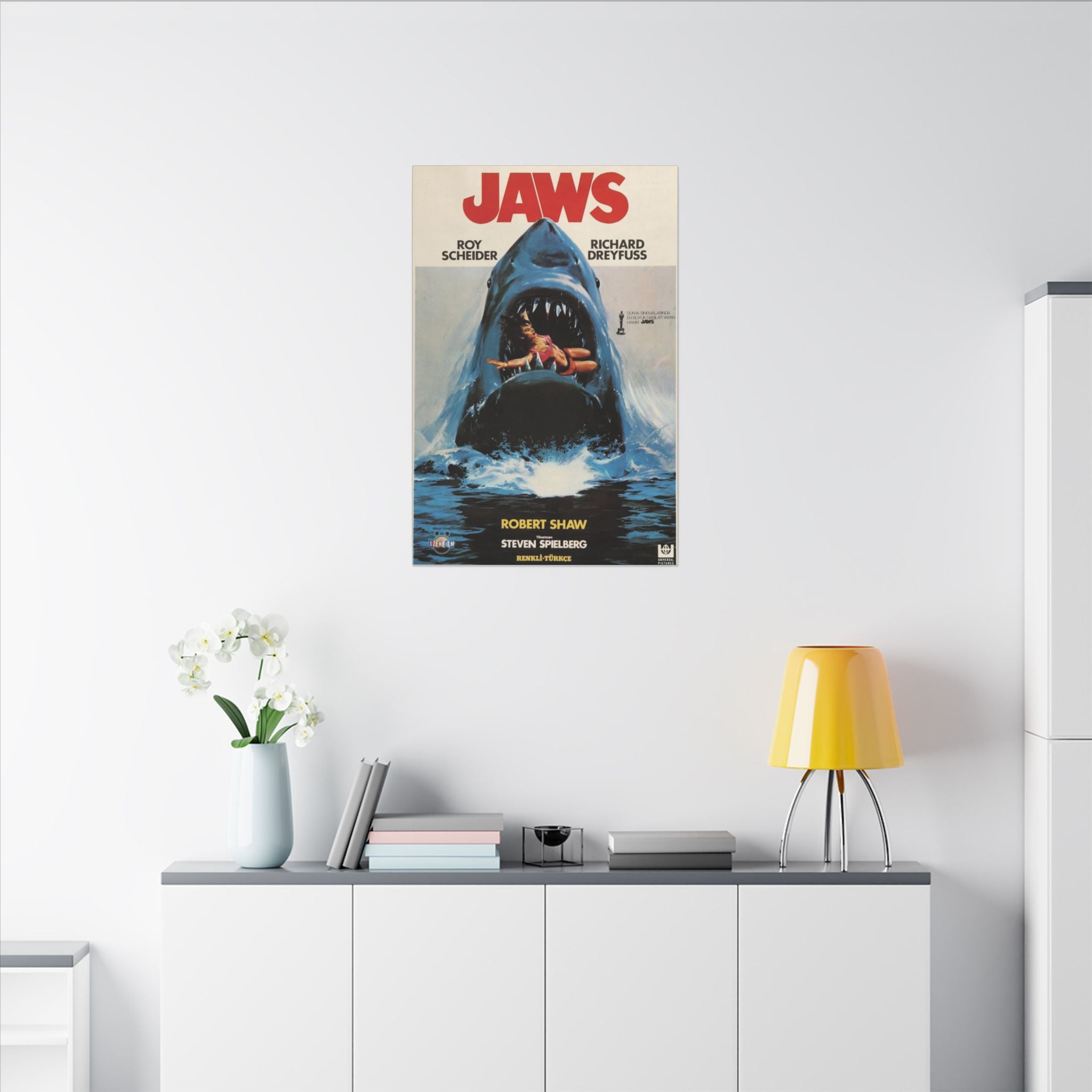 Jaws 1975 Vintage Foreign Movie Poster Custom Canvas Wall Print