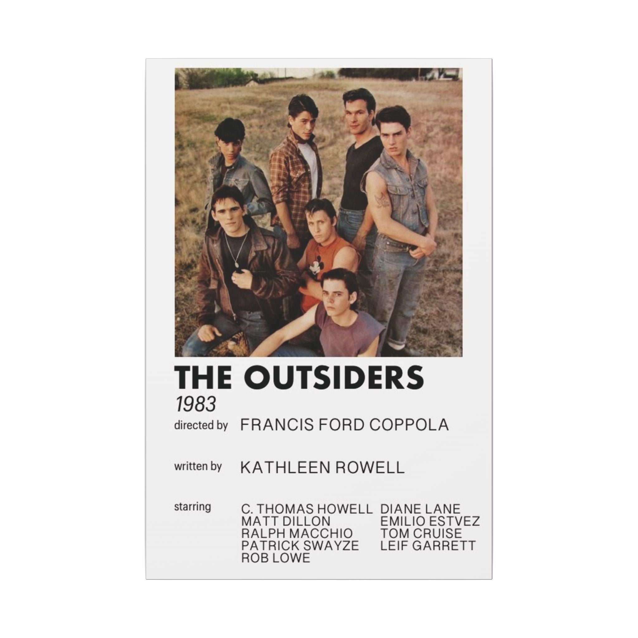 The Outsiders 1983 Minimalist Movie Poster Style Canvas Wall Print