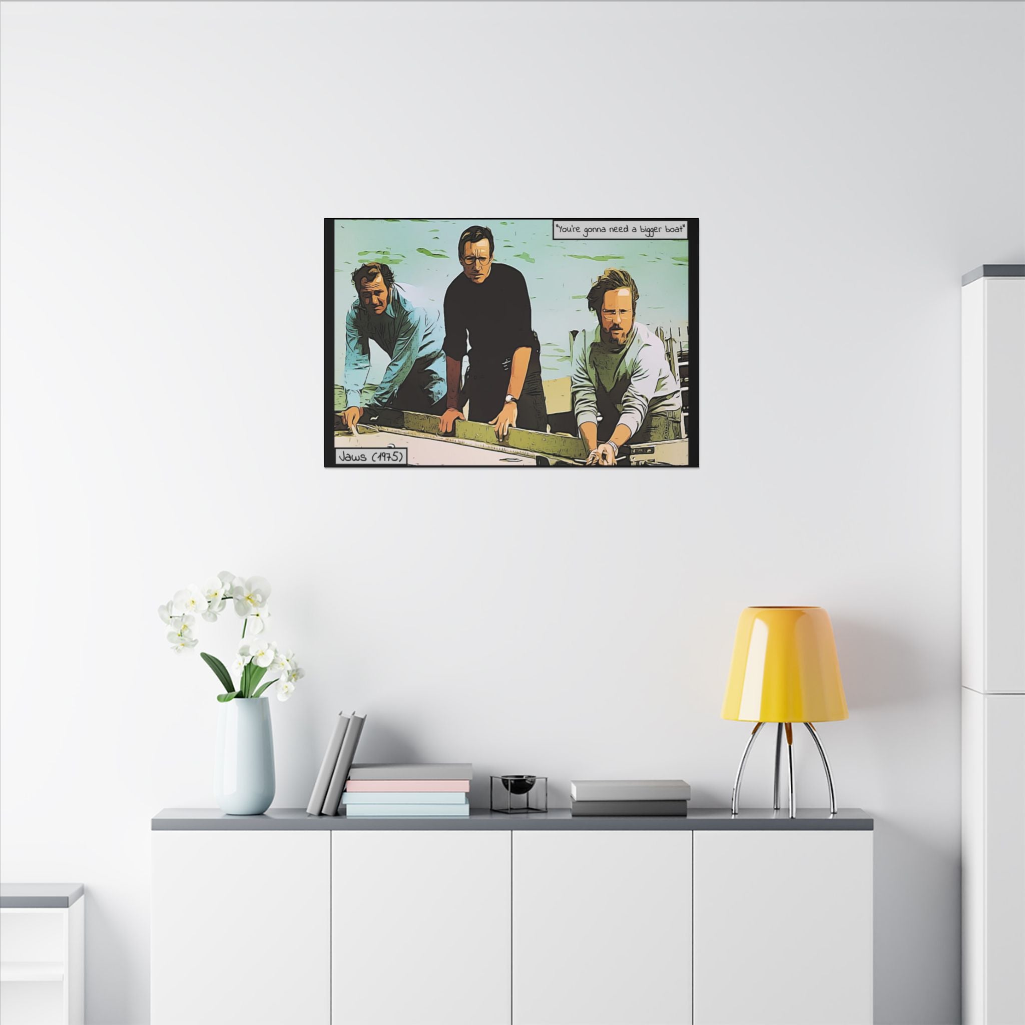 Jaws You're Gonna Need a Bigger Boat Comic Style Art Custom Canvas Wall Print