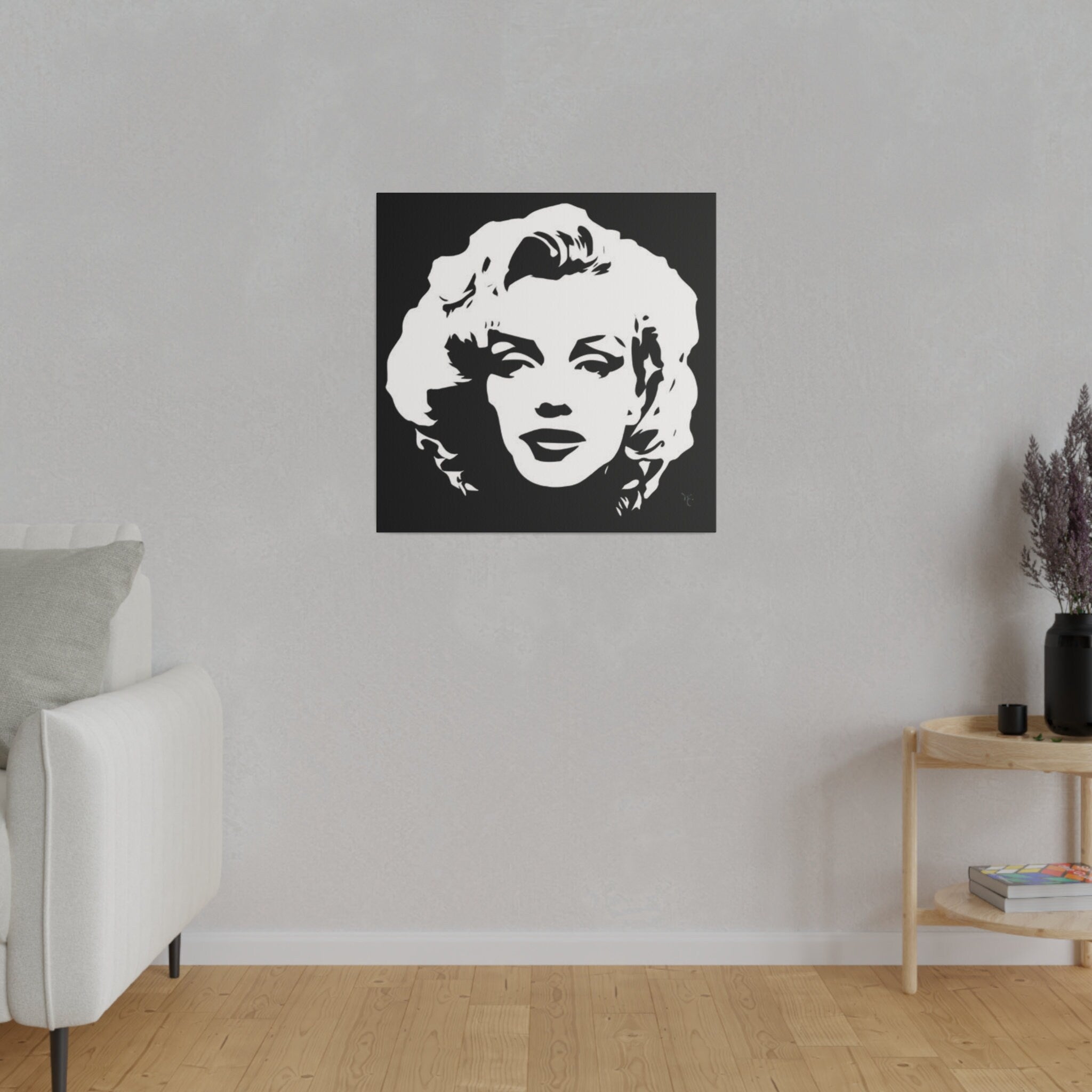 Marilyn Monroe B/W Silhouette Custom Canvas Wall Print