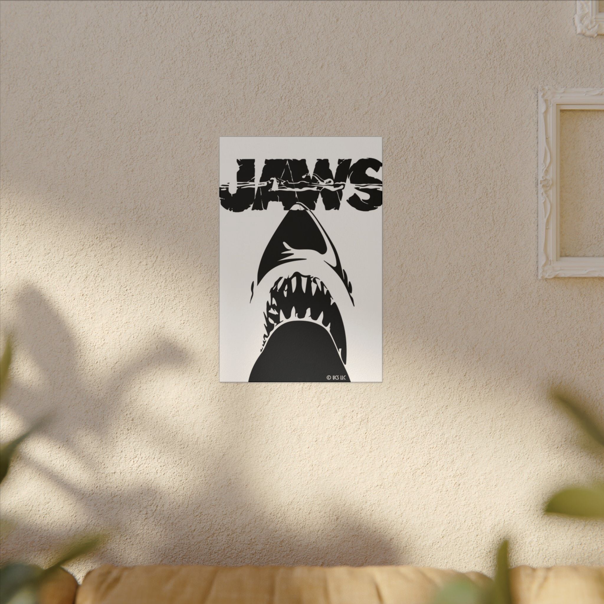 Jaws Minimalist Shark Silhouette Custom Canvas Wall Print