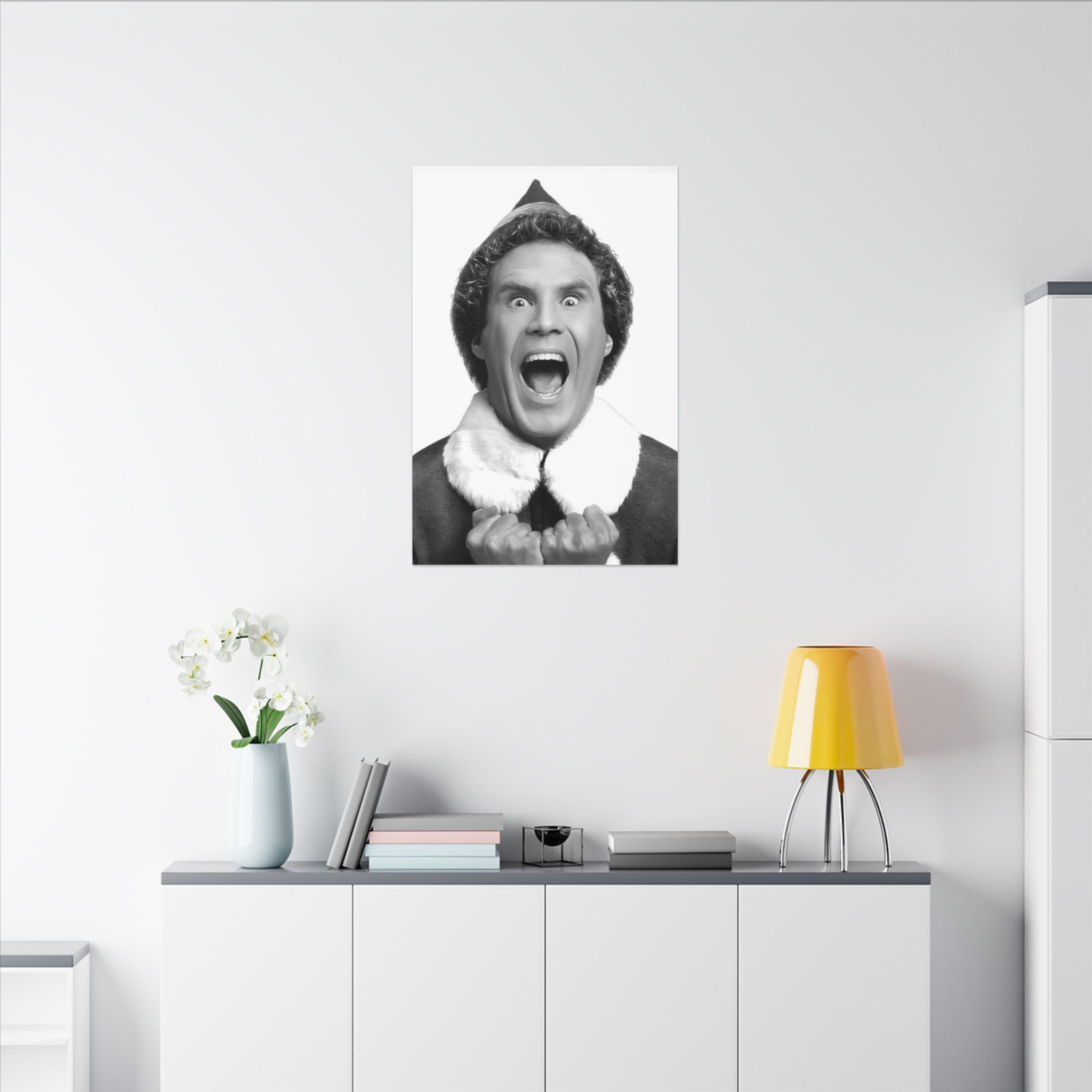 Elf Black and White Christmas Custom Canvas Wall Print