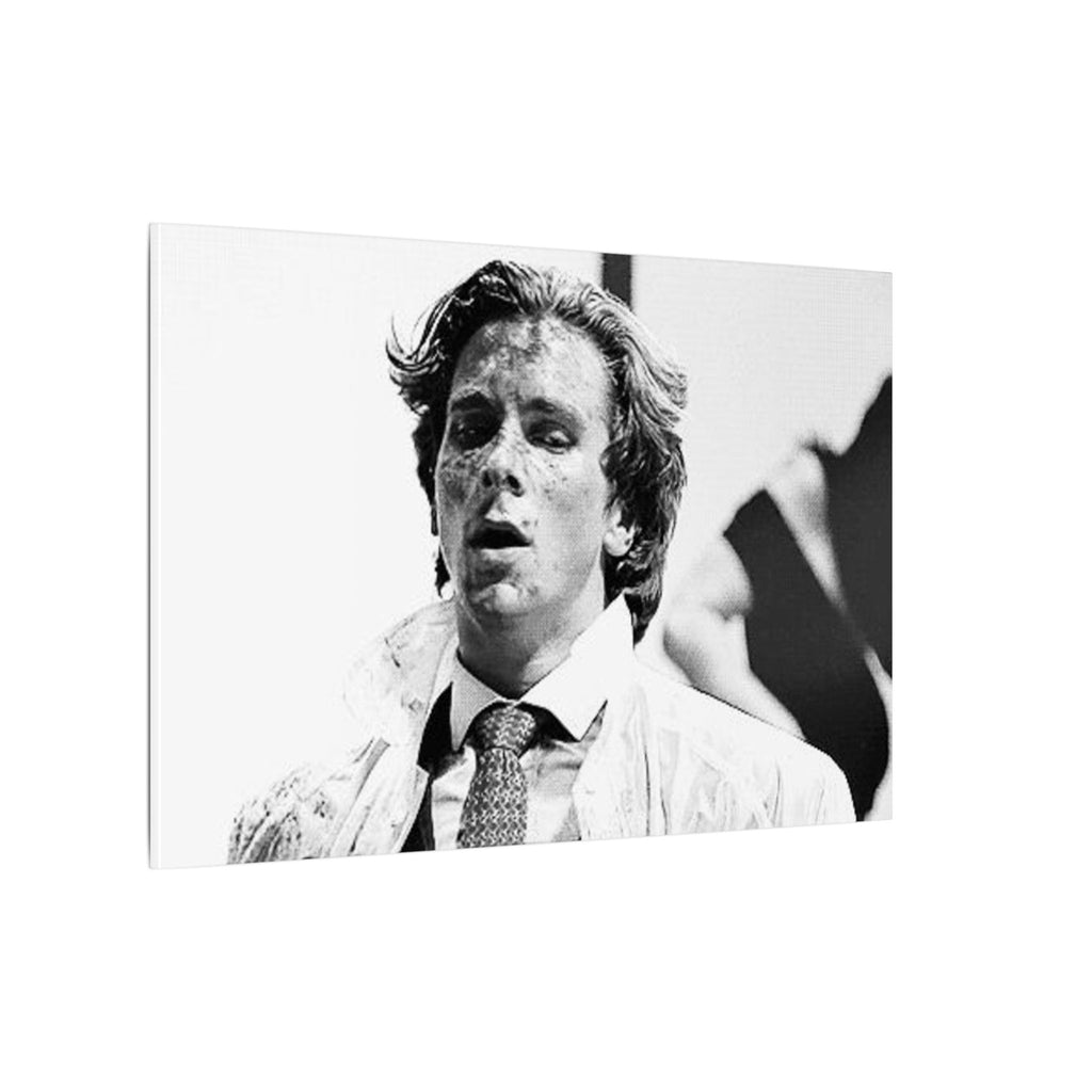 American Psycho Patrick Bateman Blood Splatter B/W Custom Canvas Wall Print