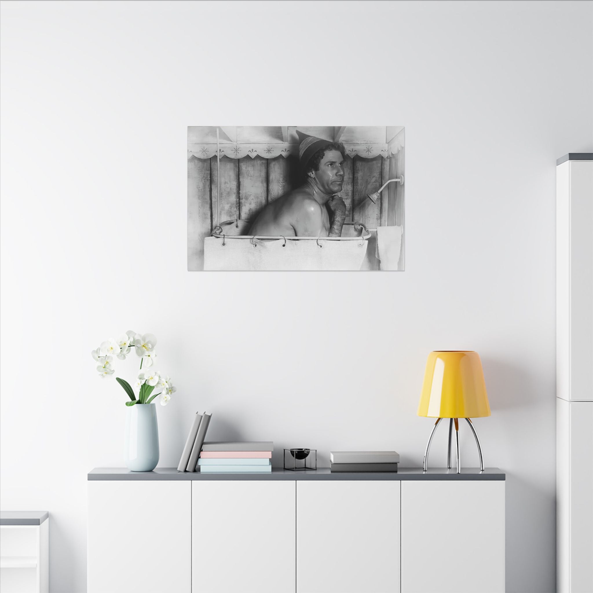 Elf Buddy in the Shower Custom Canvas Wall Print