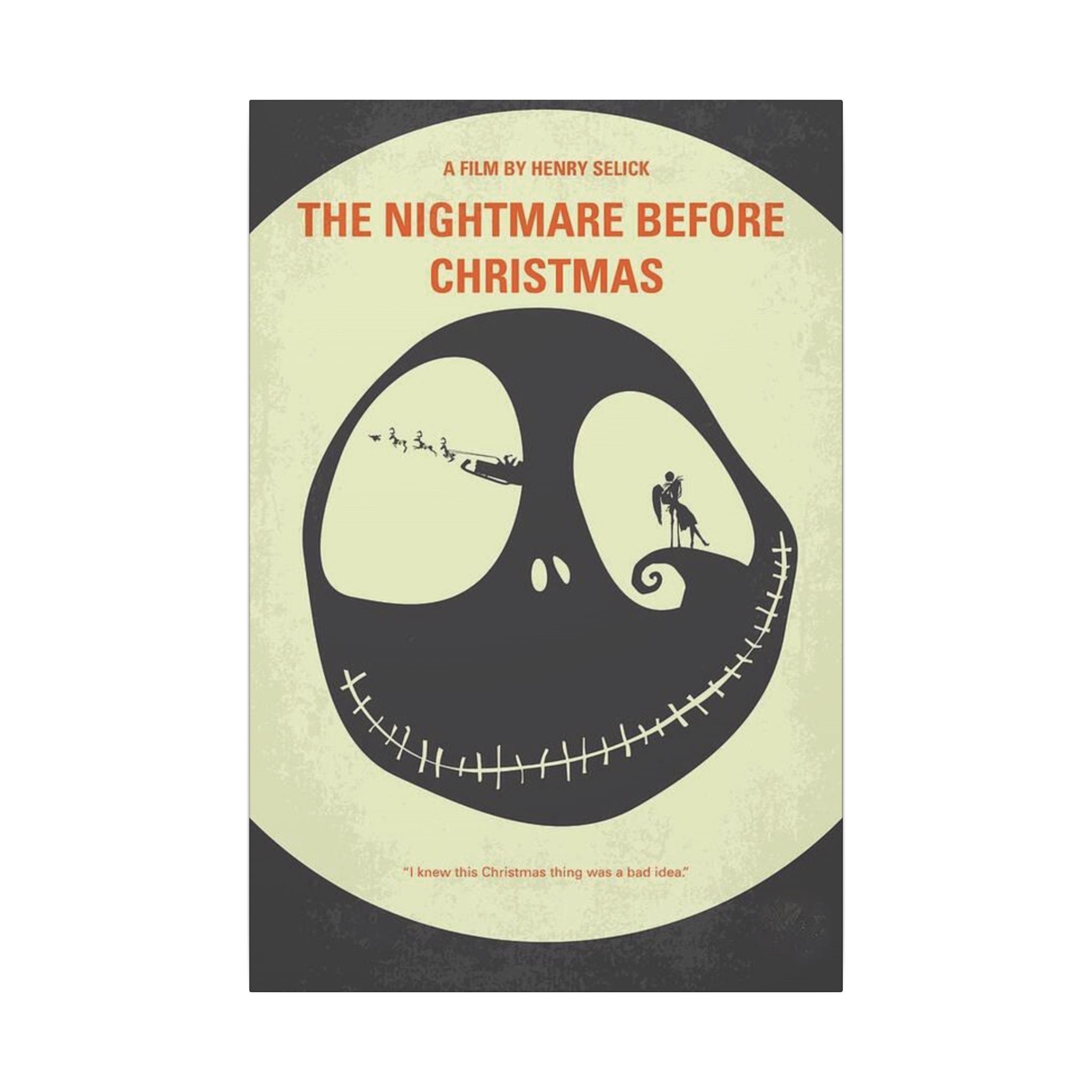 The Nightmare Before Christmas Minimalist Skull Poster Custom Canvas Wall Print