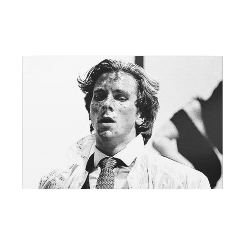 American Psycho Patrick Bateman Blood Splatter B/W Custom Canvas Wall Print