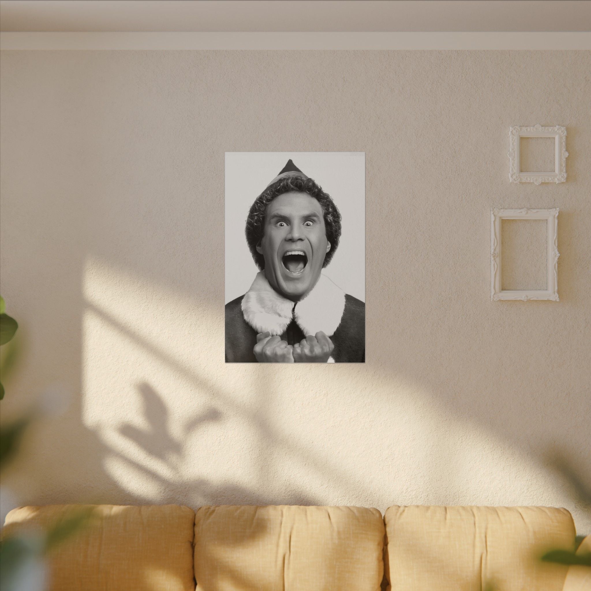 Elf Black and White Christmas Custom Canvas Wall Print