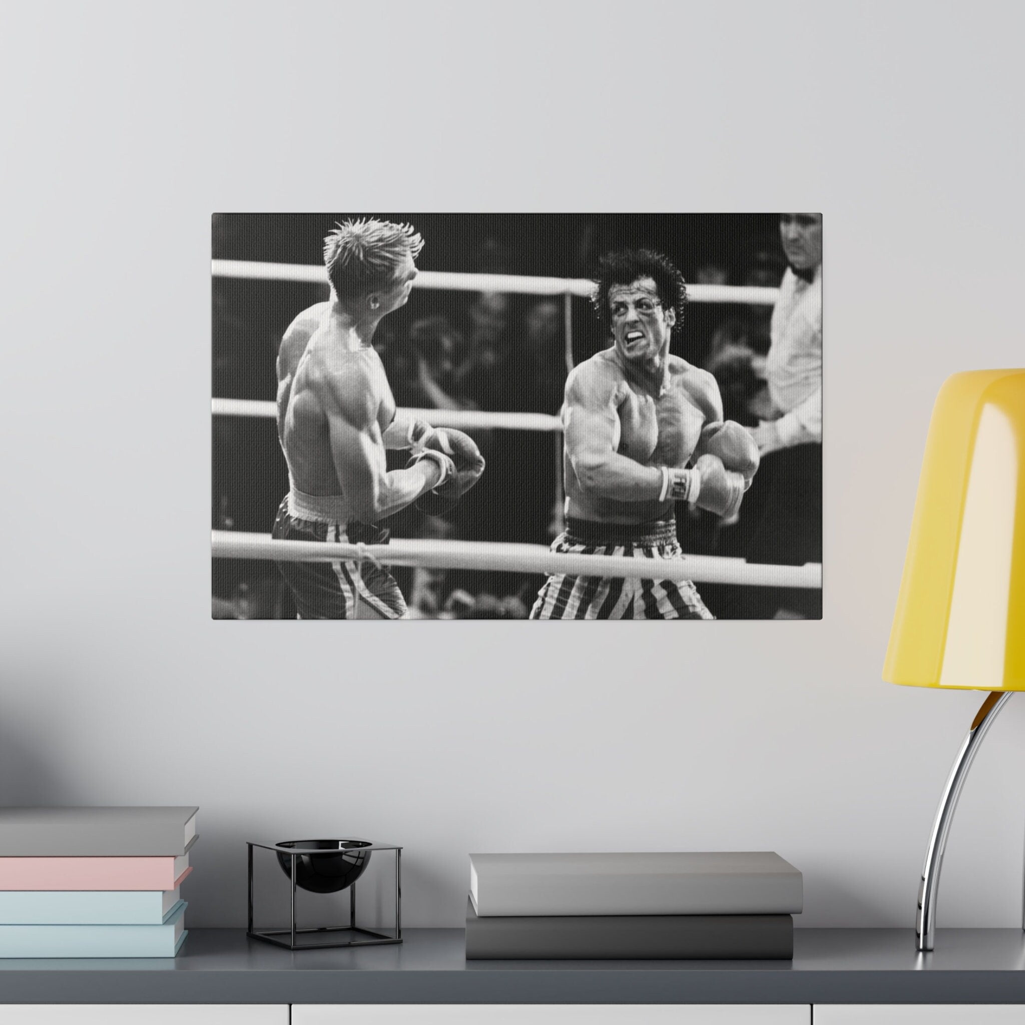 Rocky Vs. Drago B/W Custom Canvas Wall Print