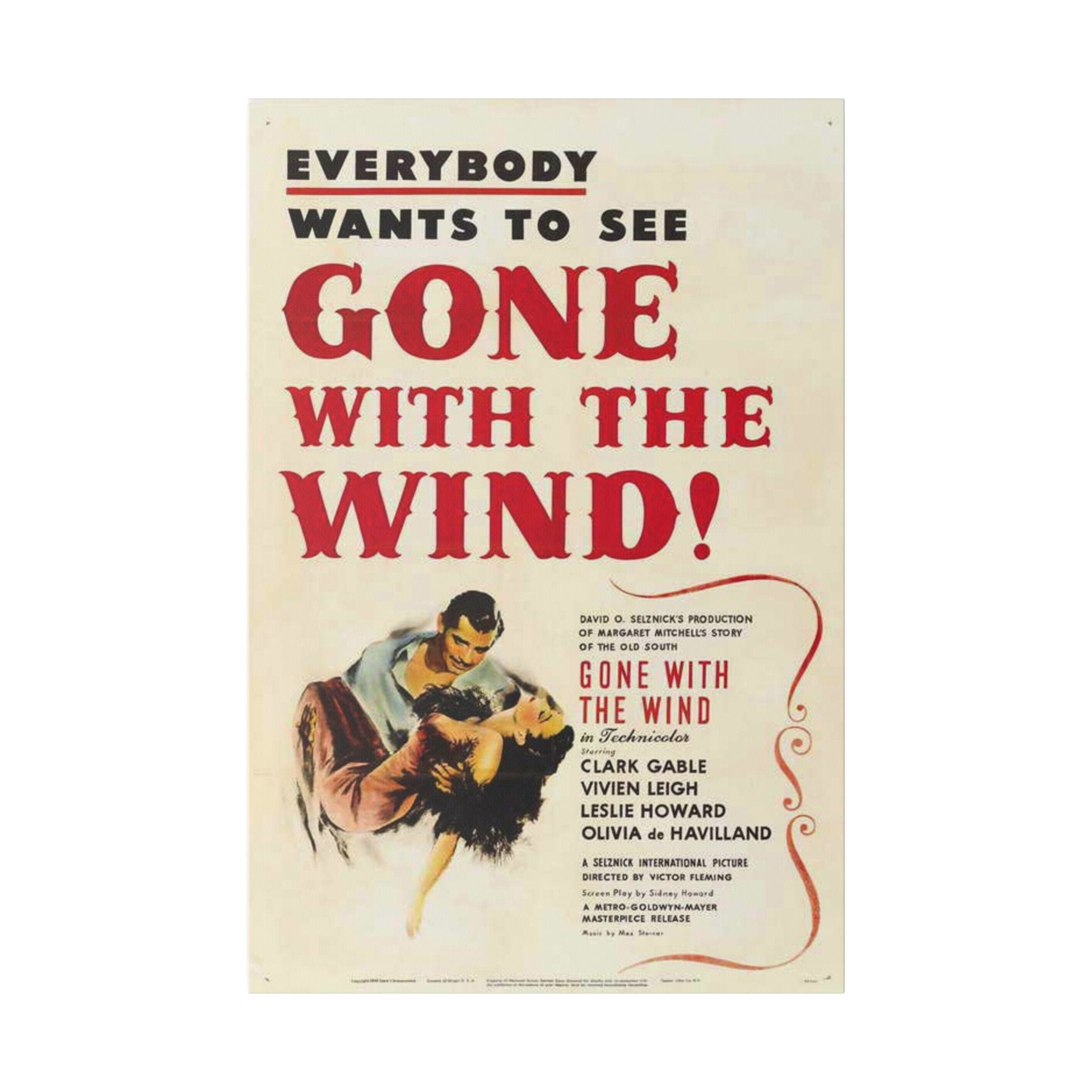 Gone With The Wind Vintage Movie Poster Custom Canvas Wall Print