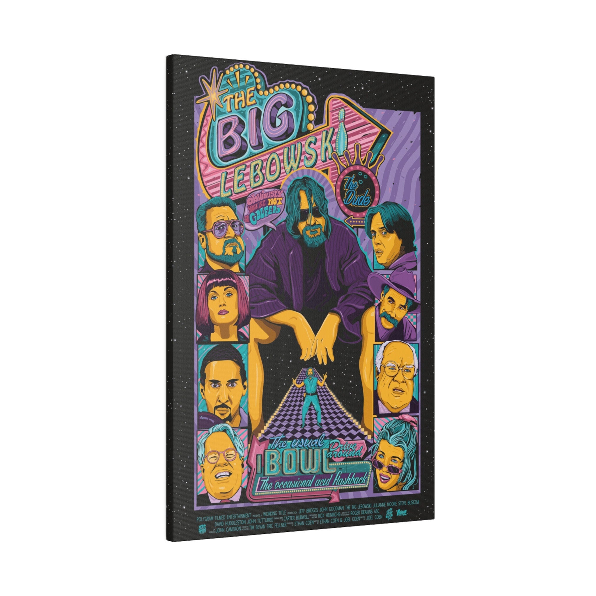 The Big Lebowski Neon Movie Poster Custom Canvas Wall Print
