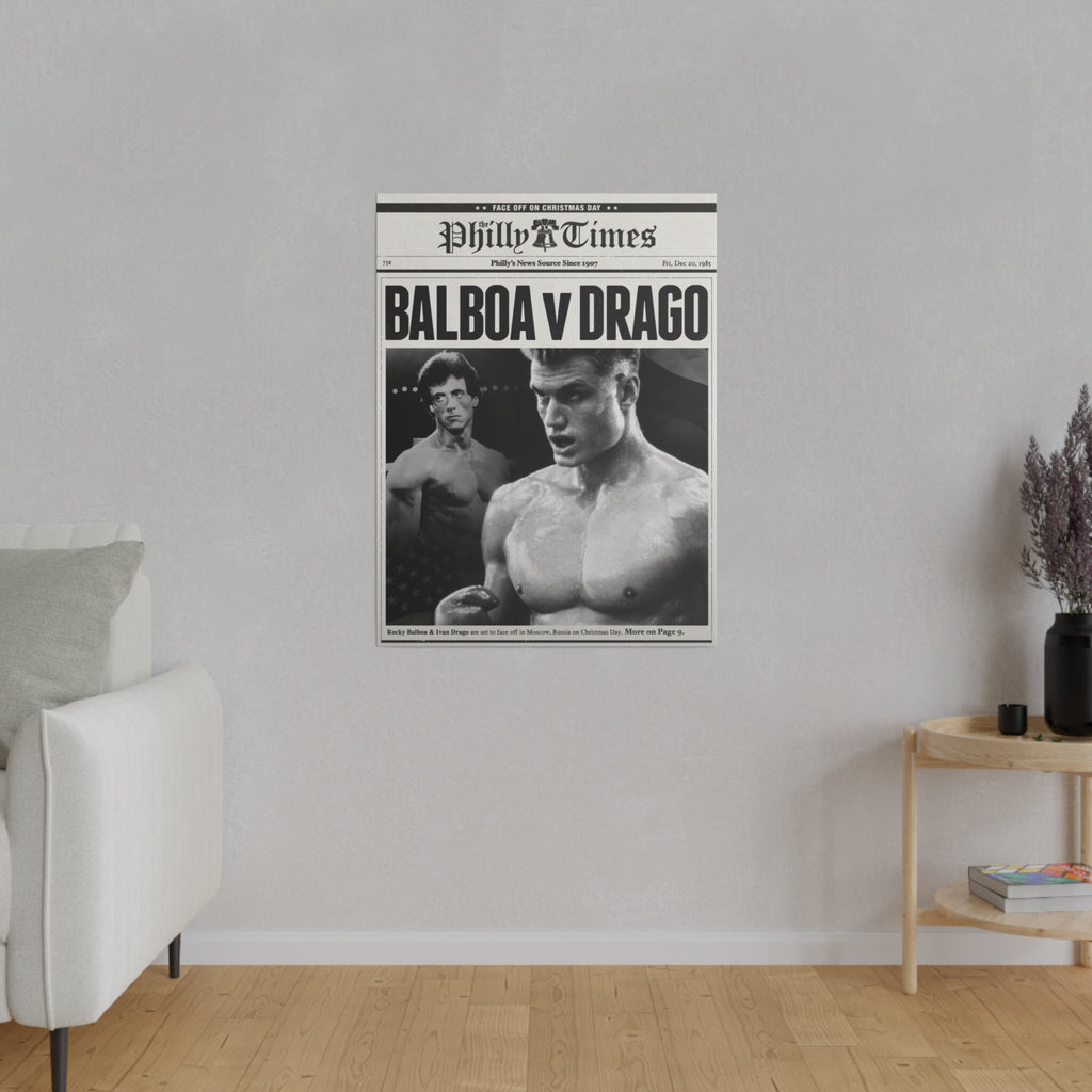 Rocky Vs. Ivan Drago Newspaper Poster Custom Canvas Wall Print