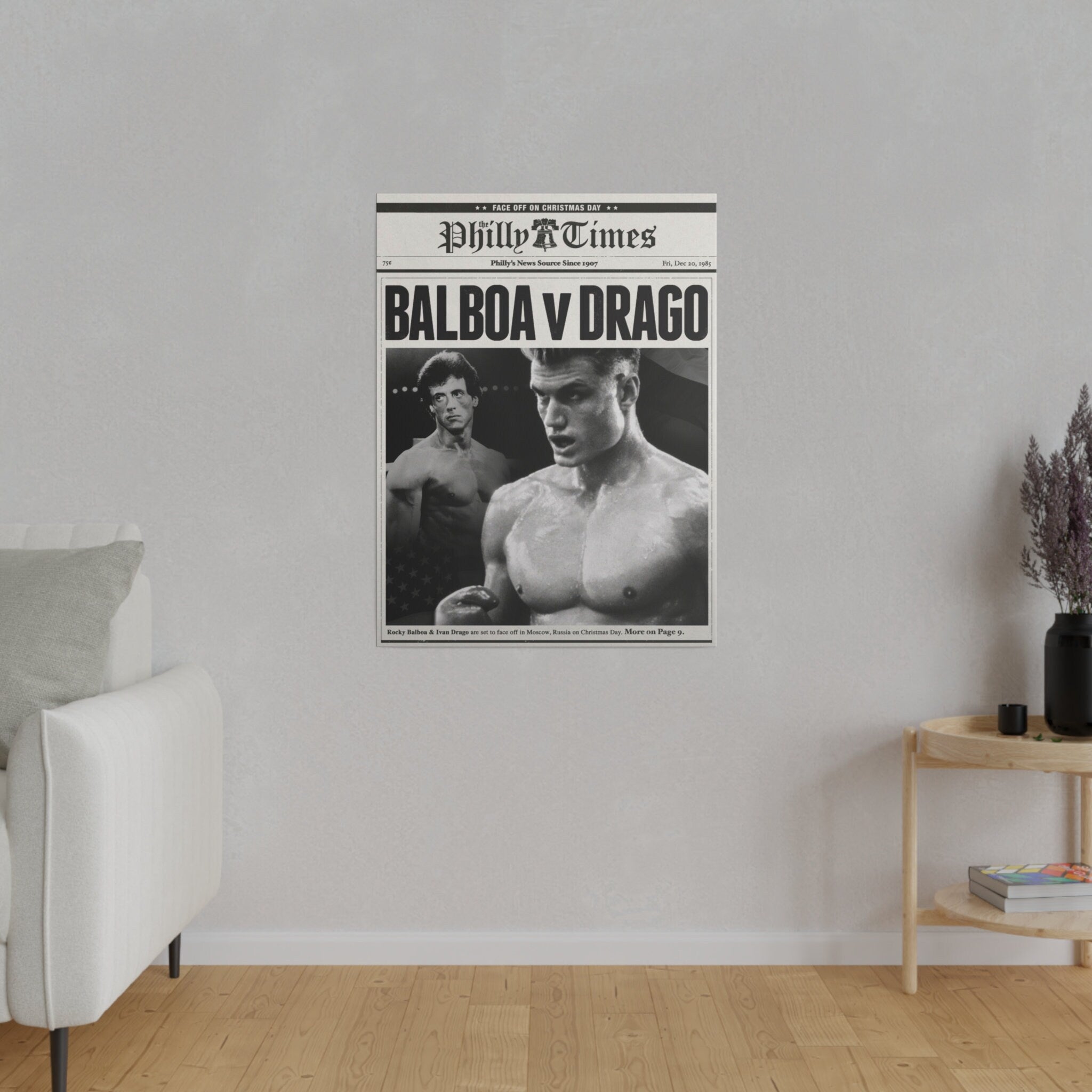 Rocky Vs. Ivan Drago Newspaper Poster Custom Canvas Wall Print