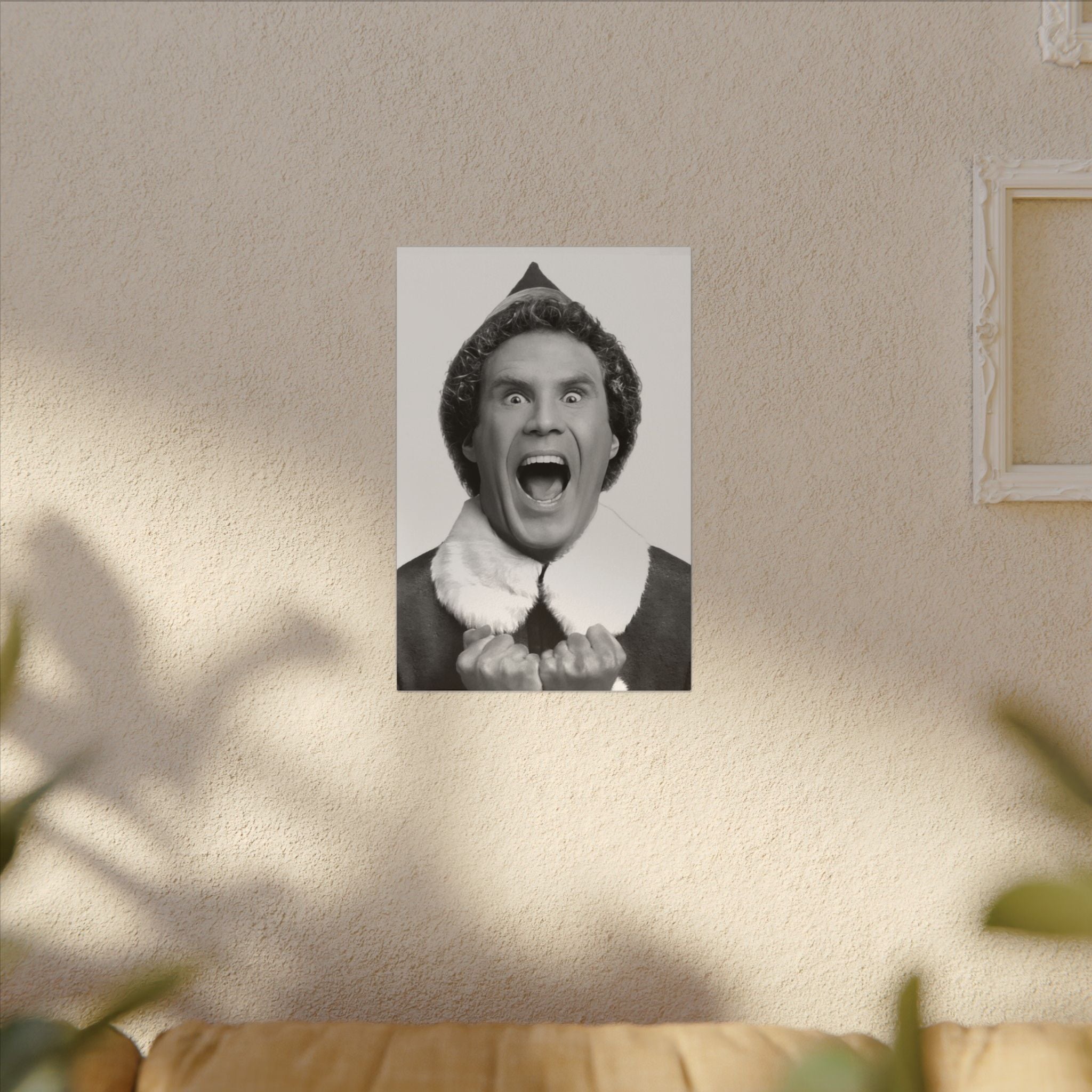 Elf Black and White Christmas Custom Canvas Wall Print