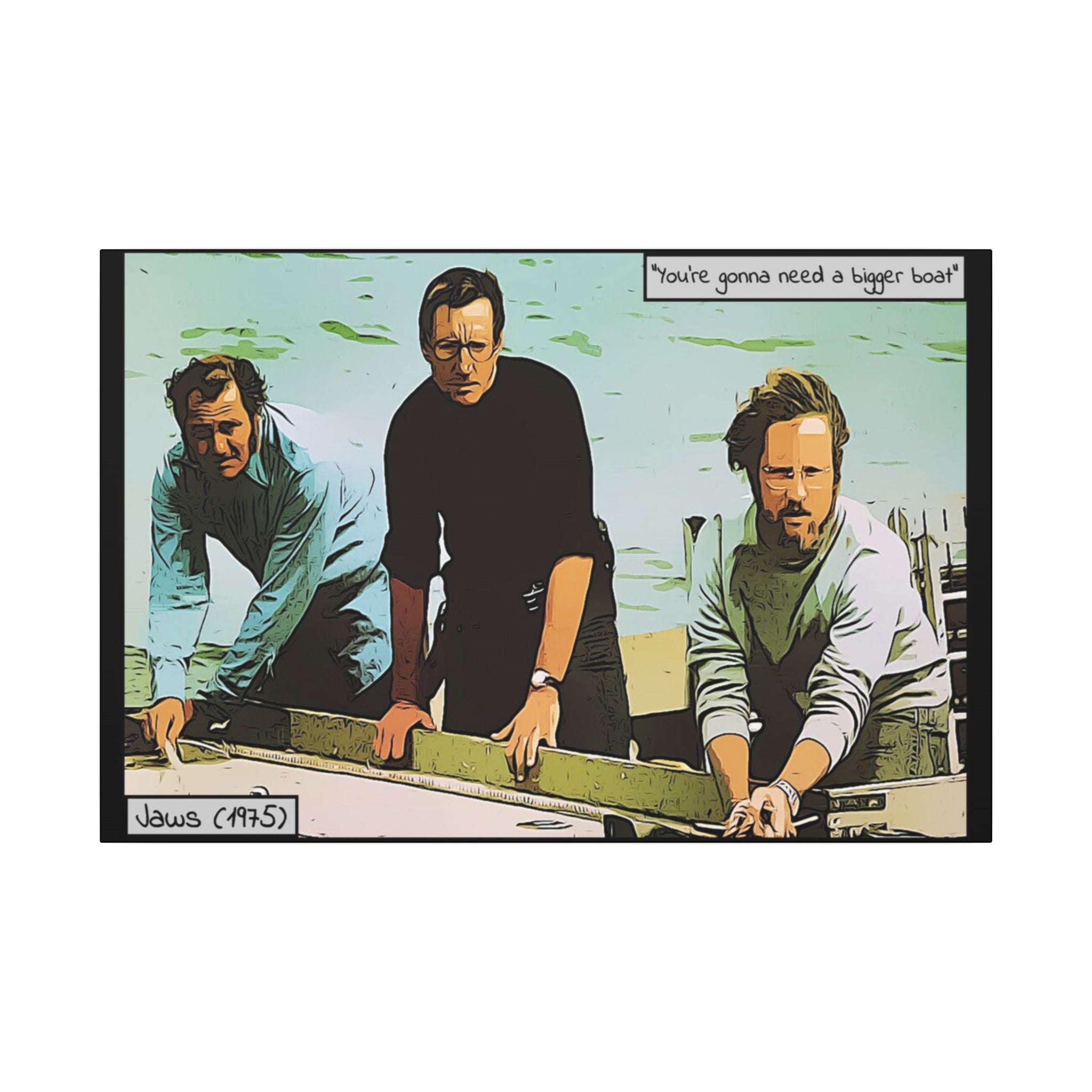 Jaws You're Gonna Need a Bigger Boat Comic Style Art Custom Canvas Wall Print