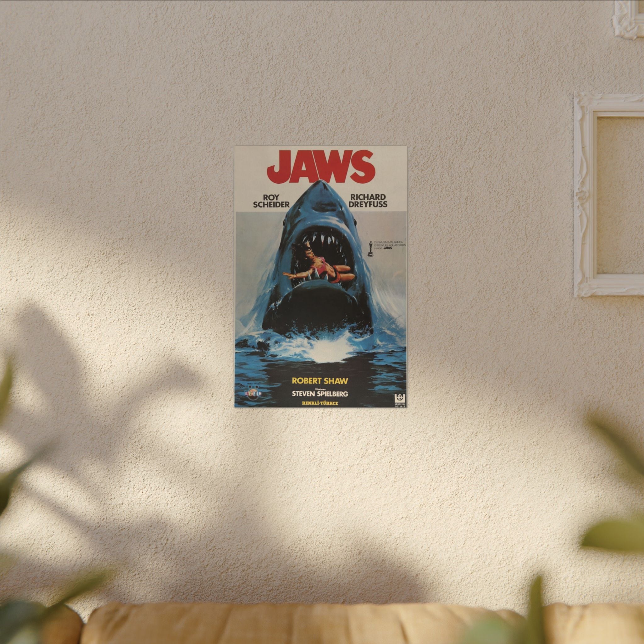 Jaws 1975 Vintage Foreign Movie Poster Custom Canvas Wall Print