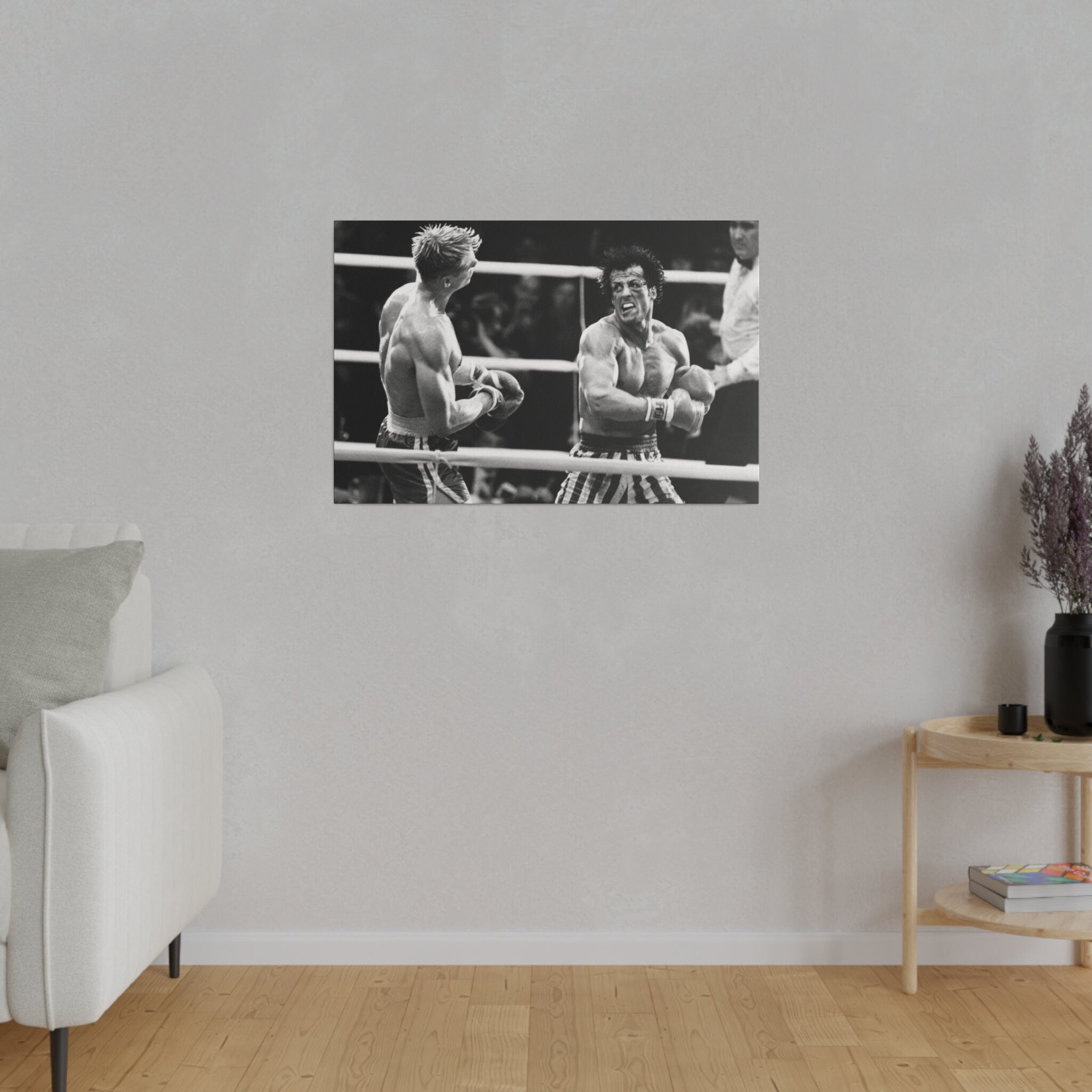 Rocky Vs. Drago B/W Custom Canvas Wall Print