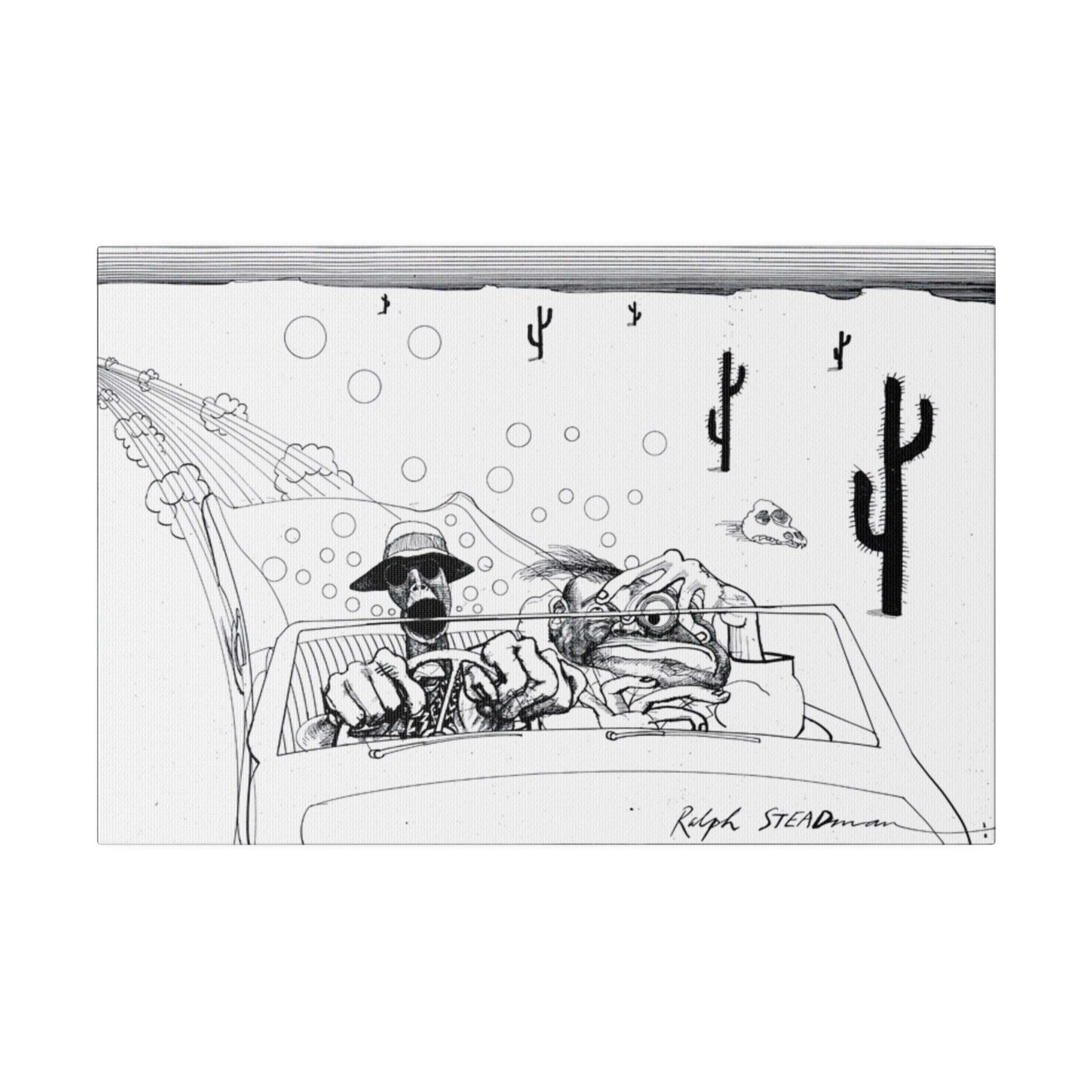 Fear and Loathing In Las Vegas Steadman B/W Drawing Custom Canvas Wall Print