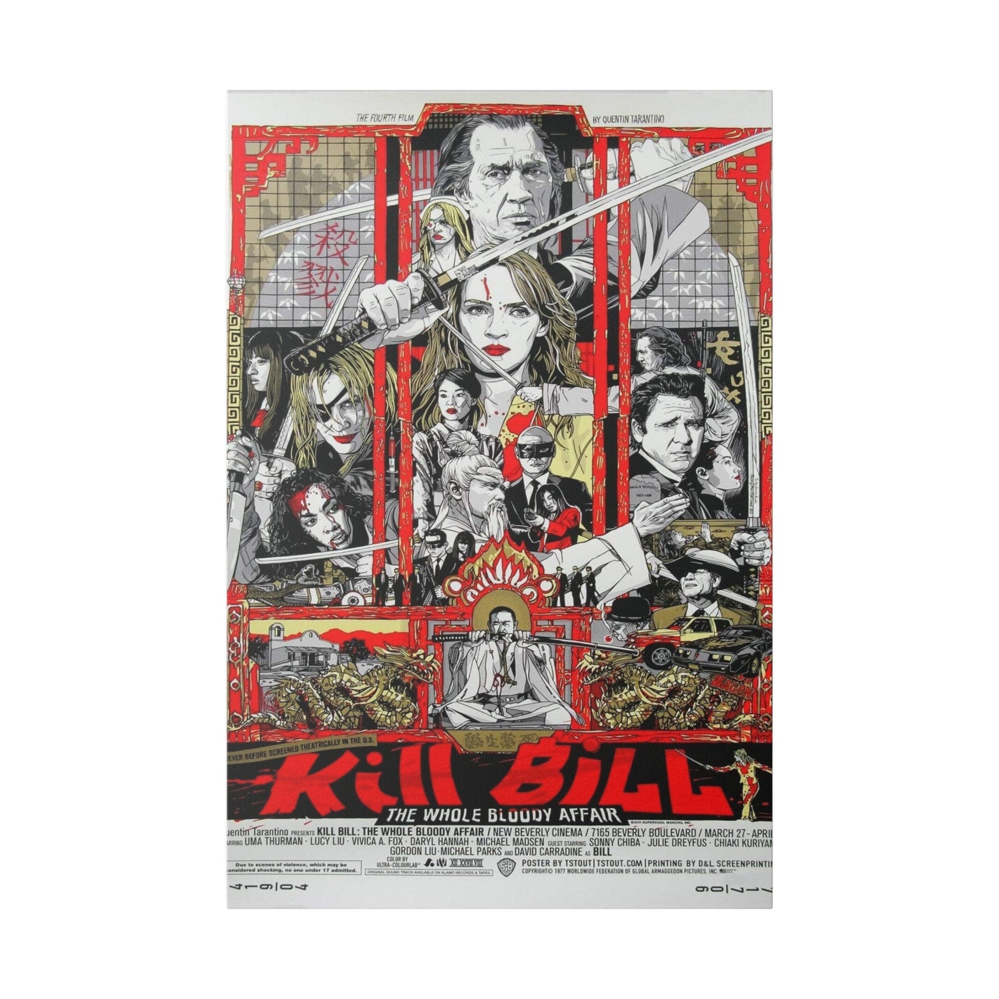 Kill Bill Animated Comic Movie Poster Custom Canvas Wall Print