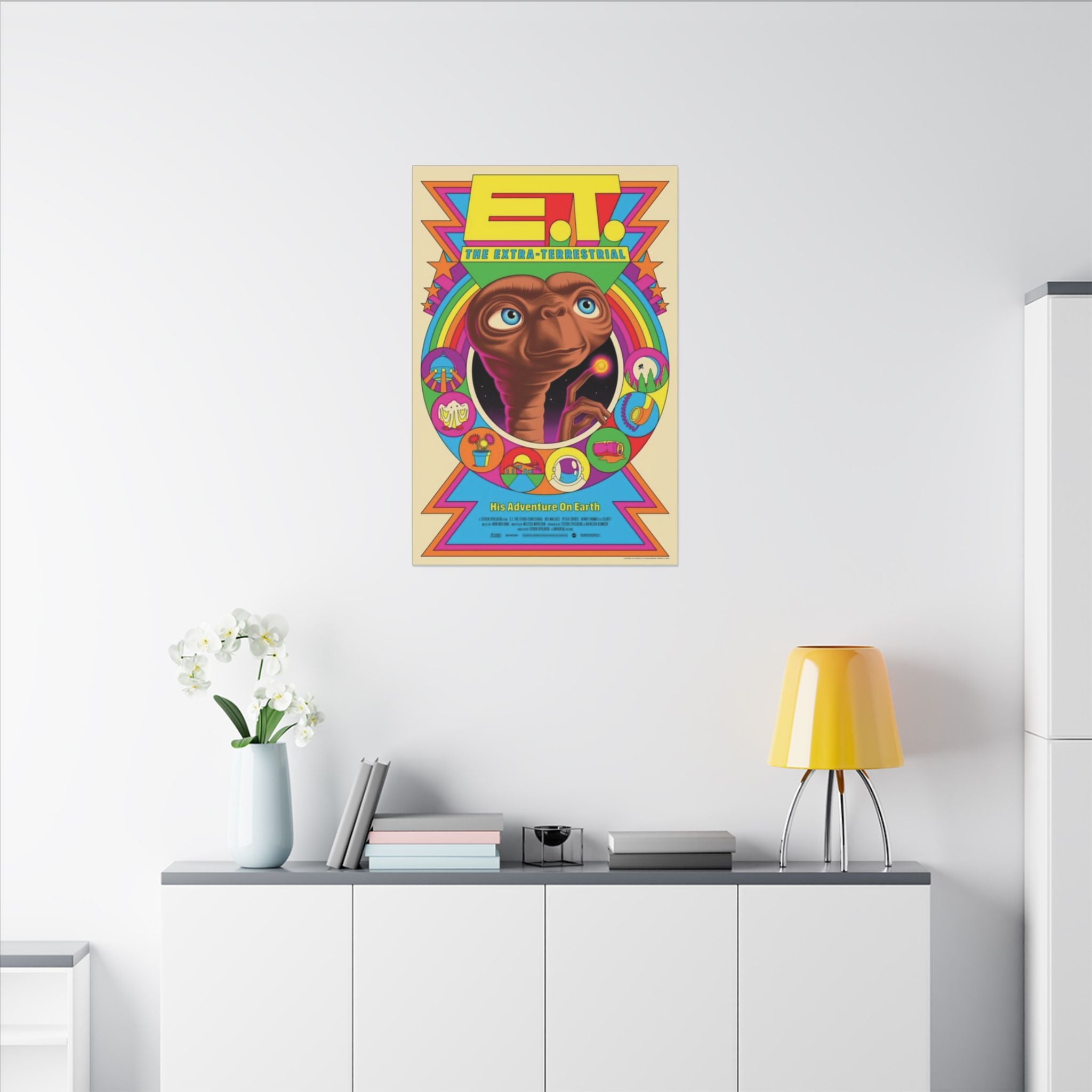 E.T. Retro Psychedelic Poster Custom Canvas Wall Print