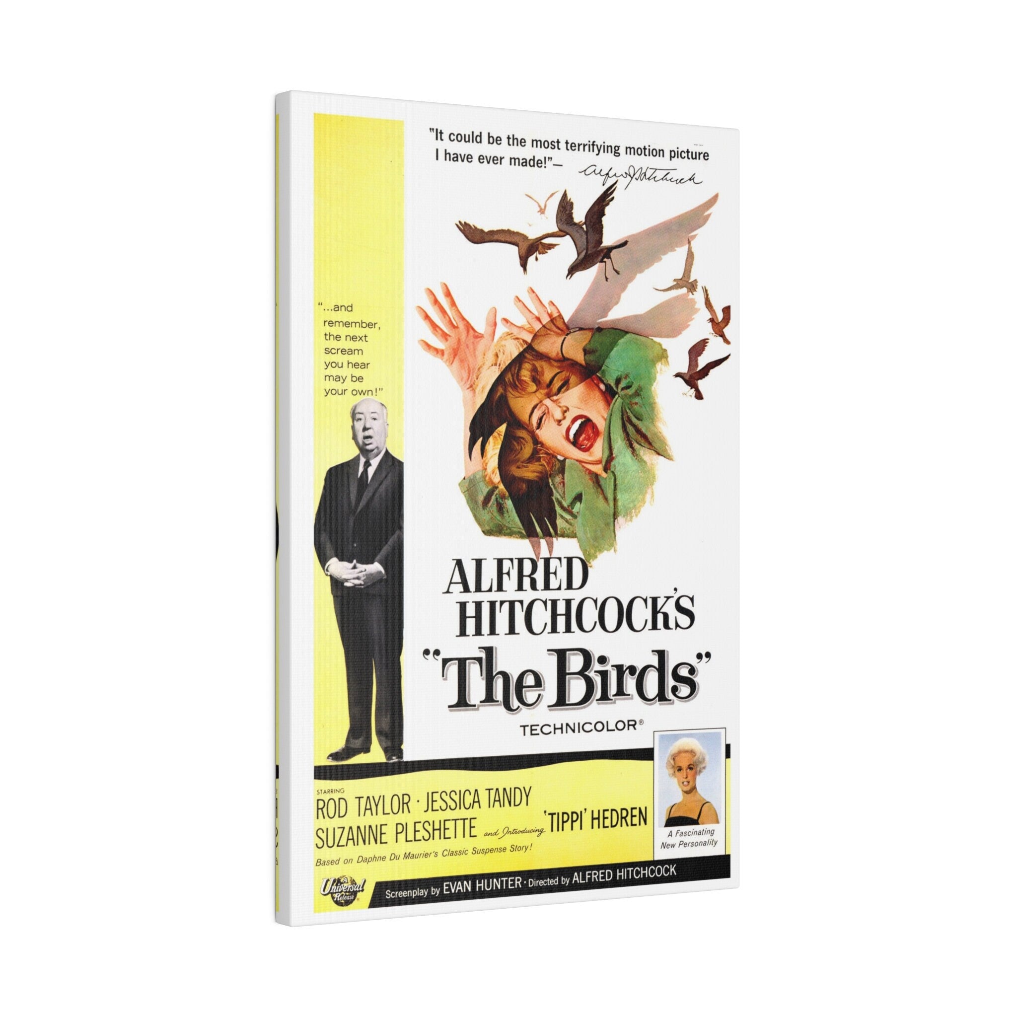 Alfred Hitchcock's The Birds Vintage Movie Poster Custom Canvas Wall Print