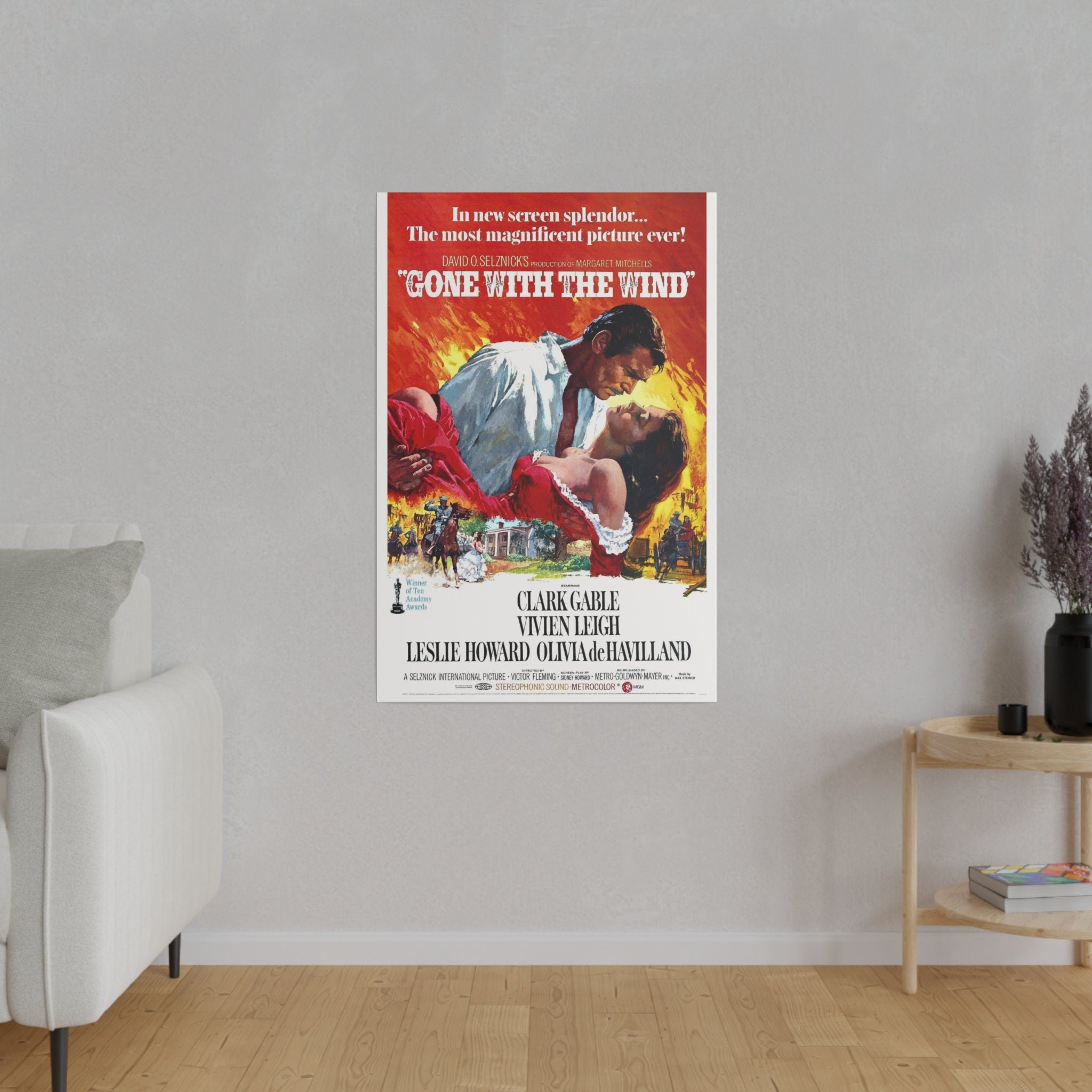 Gone With The Wind Rereleased Movie Poster Custom Canvas Wall Print