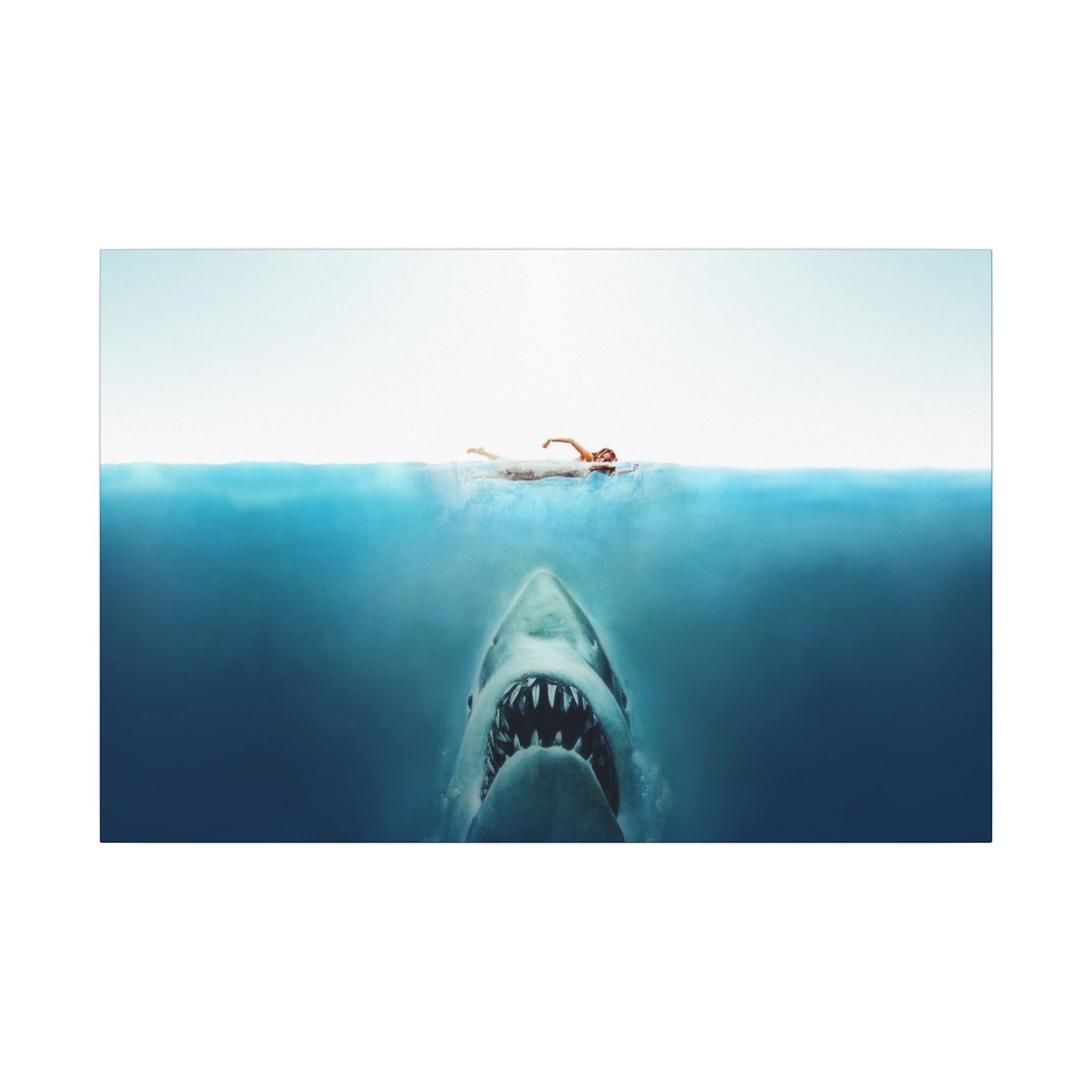 Jaws Underwater Shark Approach Iconic Movie Art Custom Canvas Wall Print