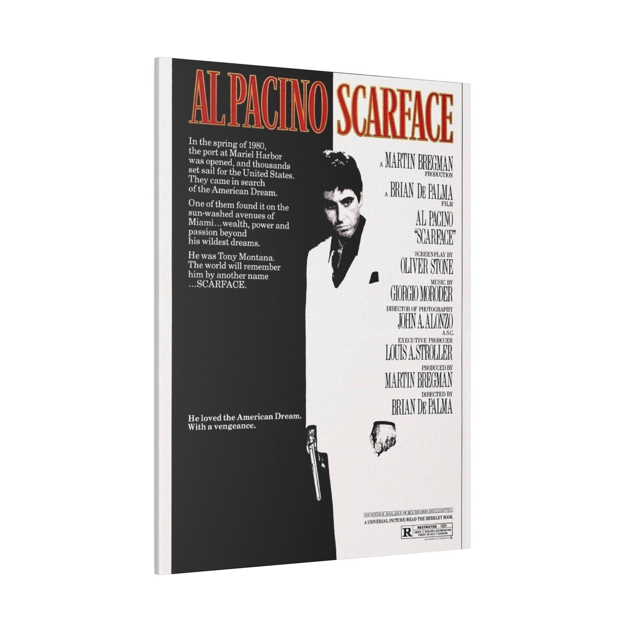 Scarface Movie Poster Custom Canvas Wall Print