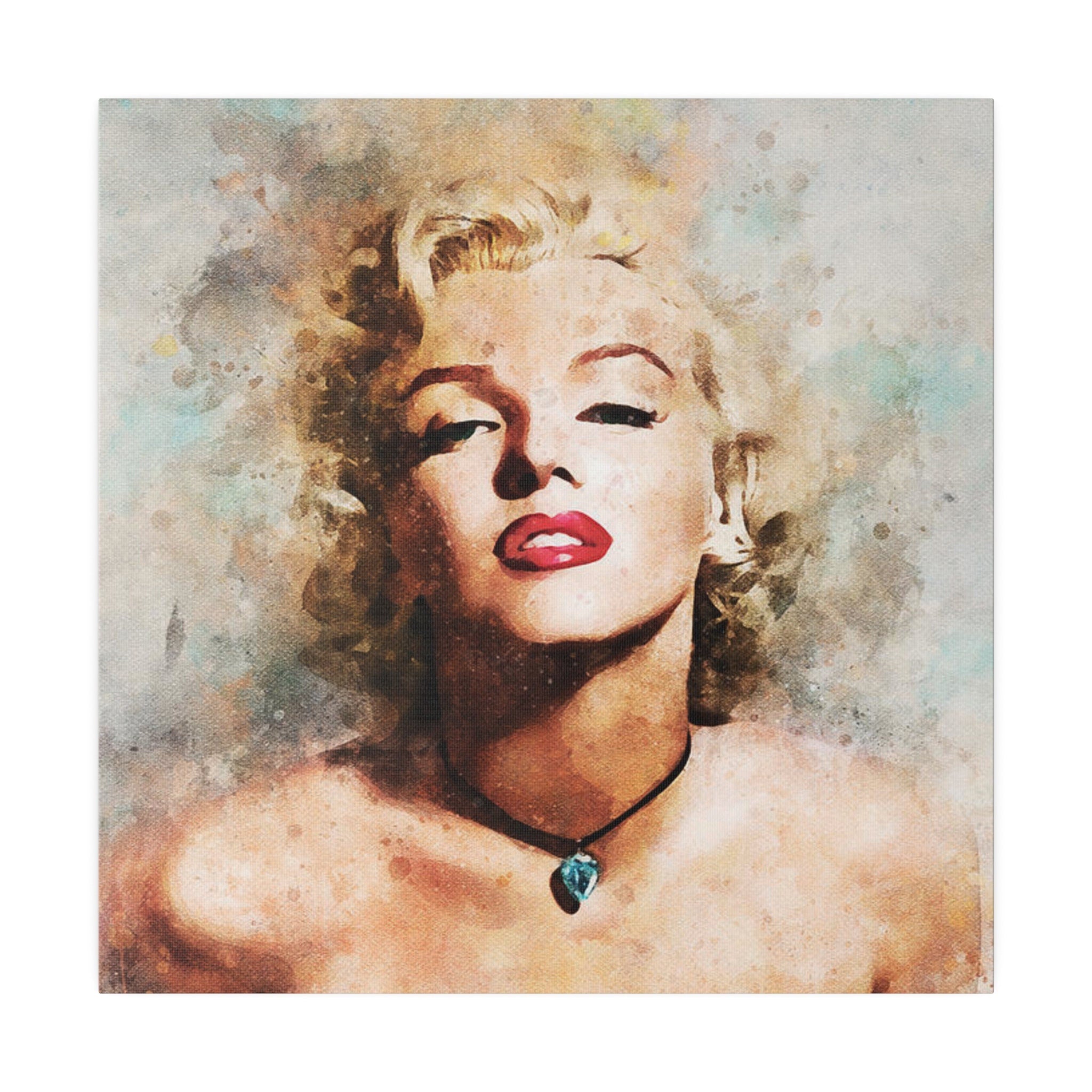 Marilyn Monroe Necklace Color Painting Custom Canvas Wall Print