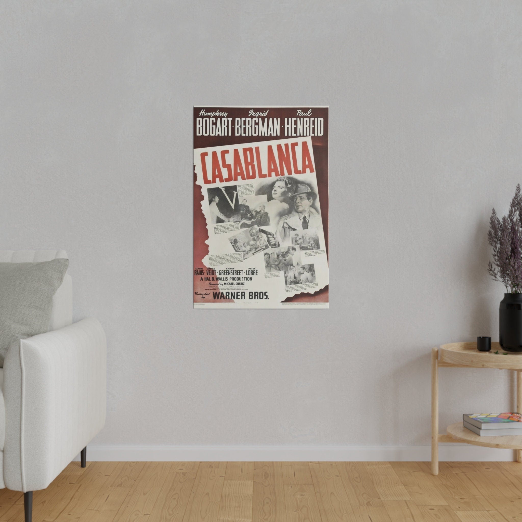 Casablanca Vintage Movie Poster Custom Canvas Wall Print