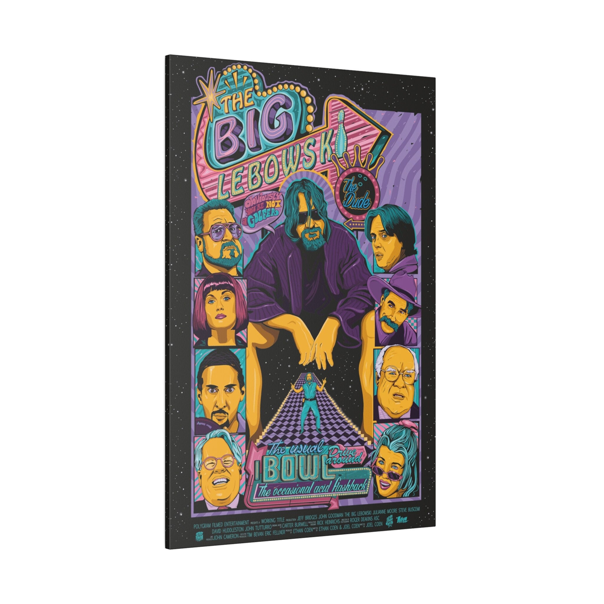 The Big Lebowski Neon Movie Poster Custom Canvas Wall Print