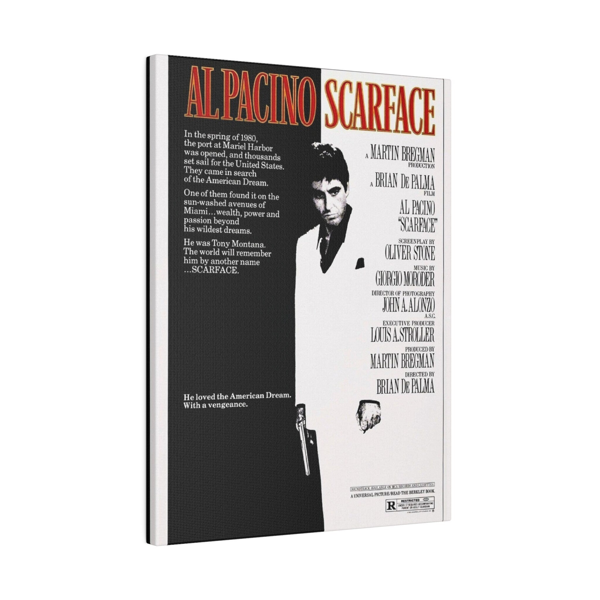 Scarface Movie Poster Custom Canvas Wall Print