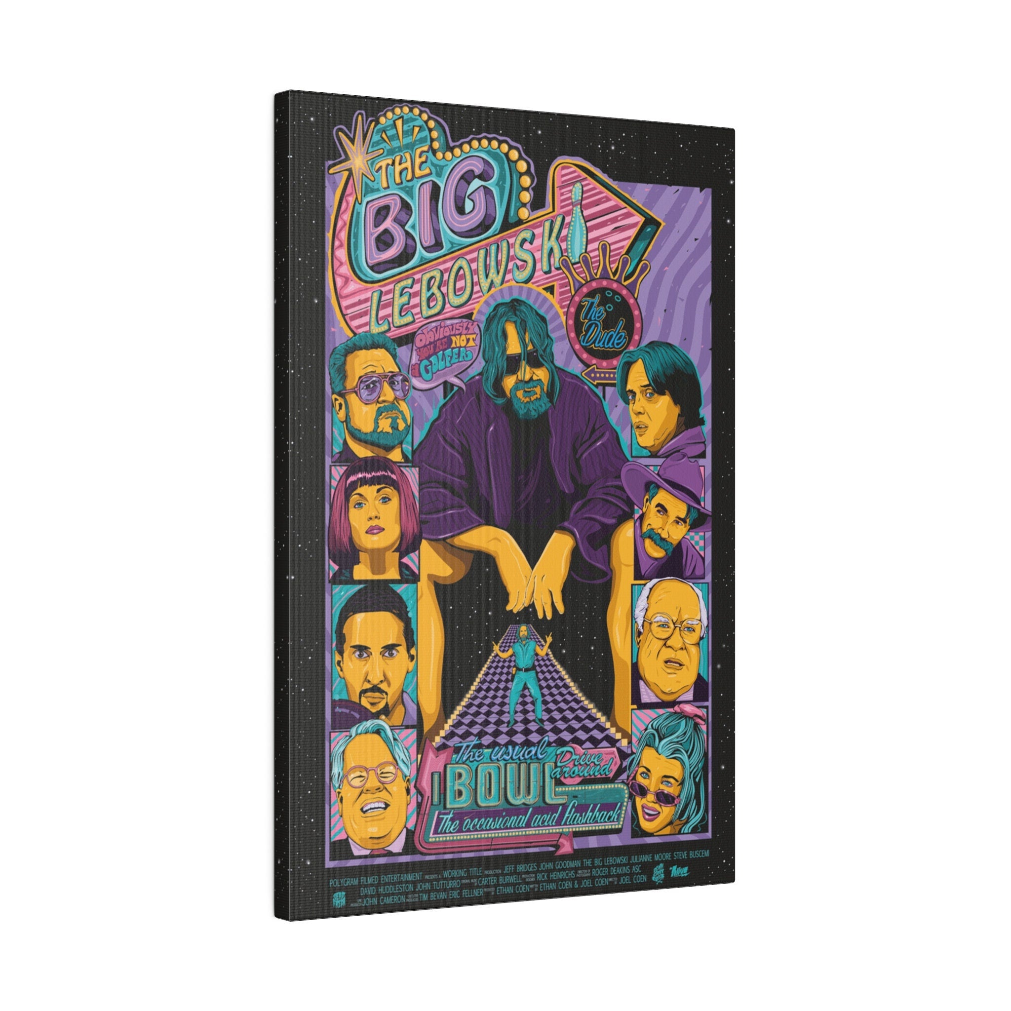 The Big Lebowski Neon Movie Poster Custom Canvas Wall Print