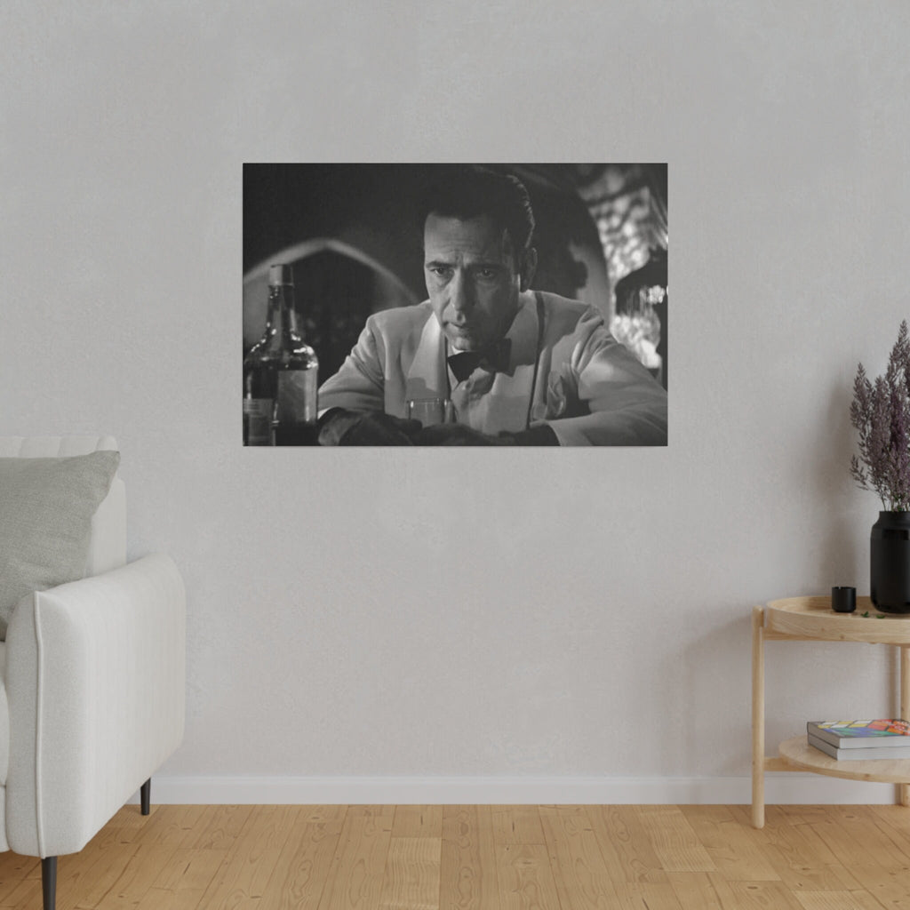 Casablanca Rick Humphrey Bogart B/W Custom Canvas Wall Print