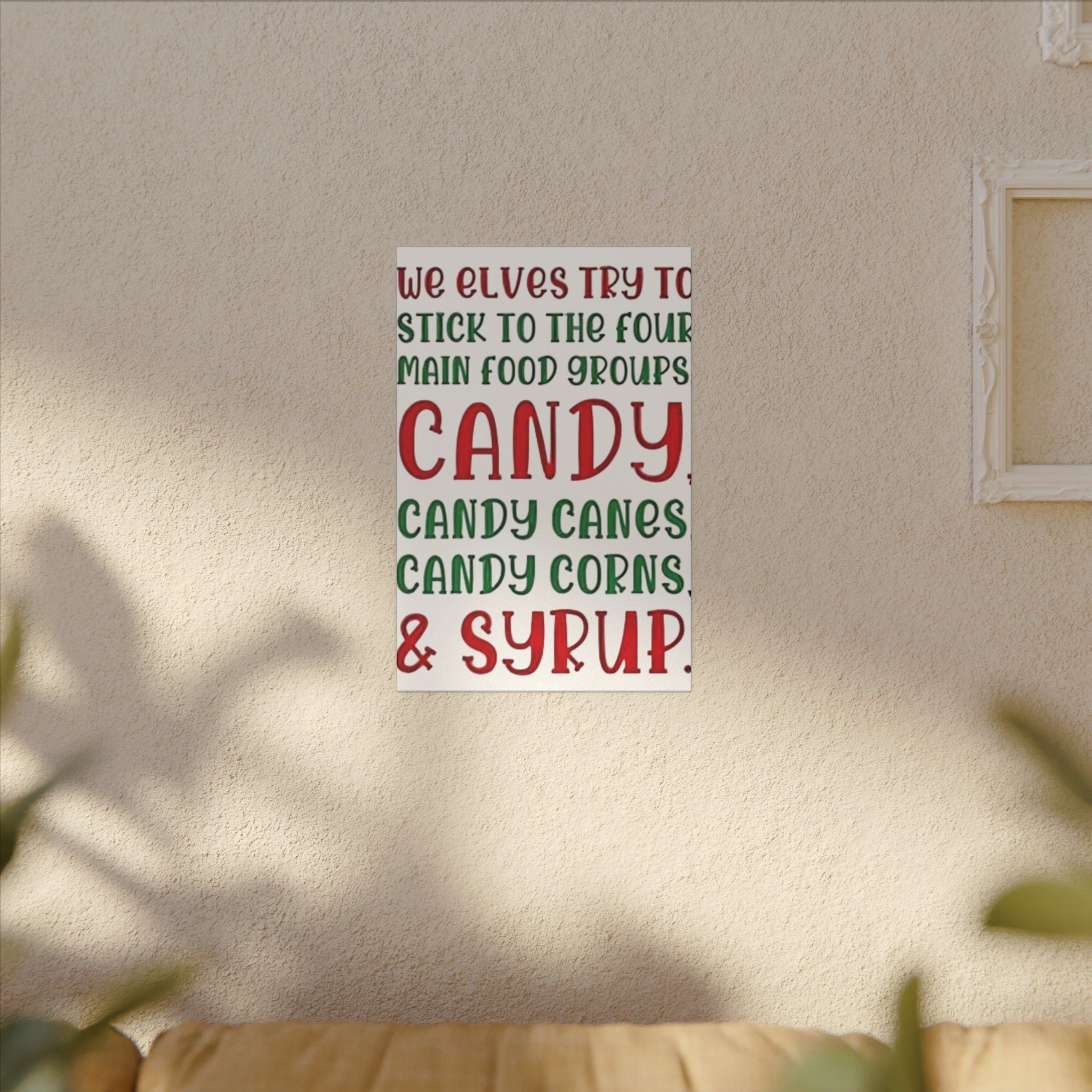 Elf Four Main Food Groups Custom Canvas Wall Print