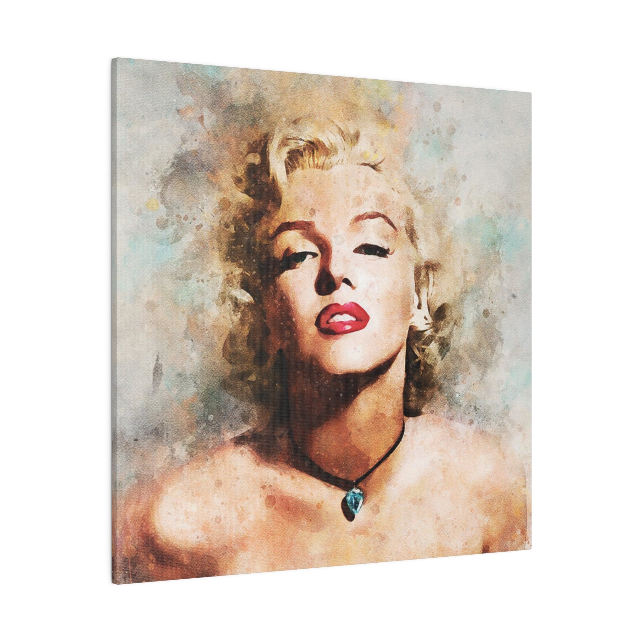 Marilyn Monroe Necklace Color Painting Custom Canvas Wall Print
