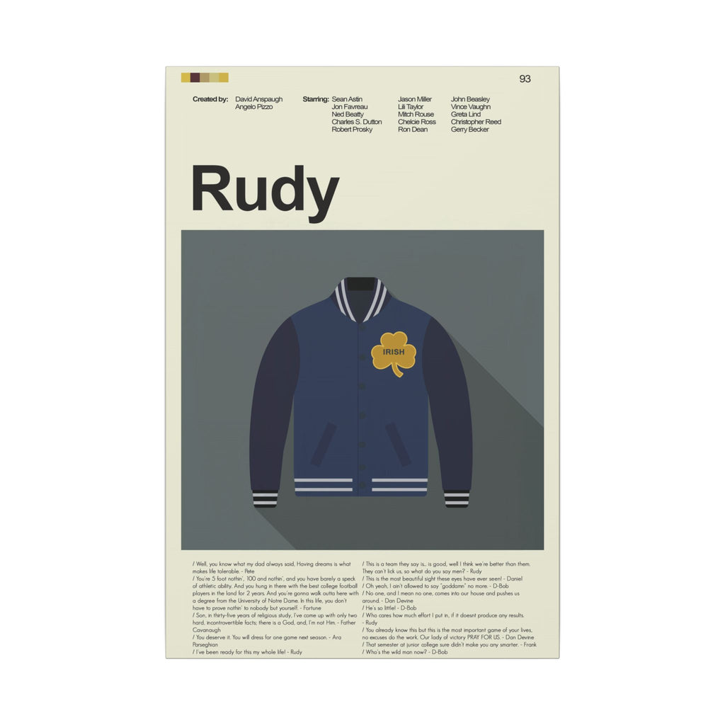 Rudy Minimalist College Jacket Art Quote Custom Canvas Wall Print
