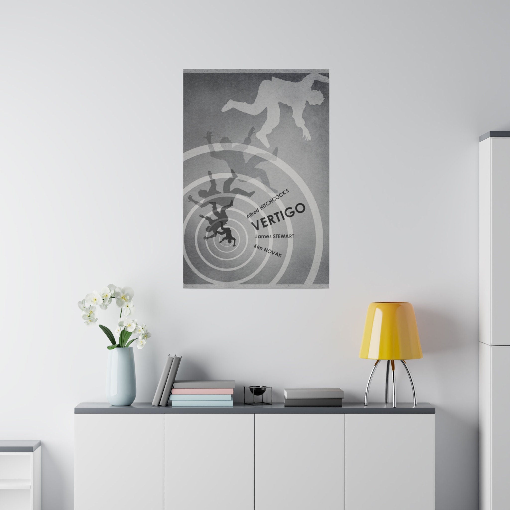 Alfred Hitchcock's Vertigo B/W Movie Poster Custom Canvas Wall Print