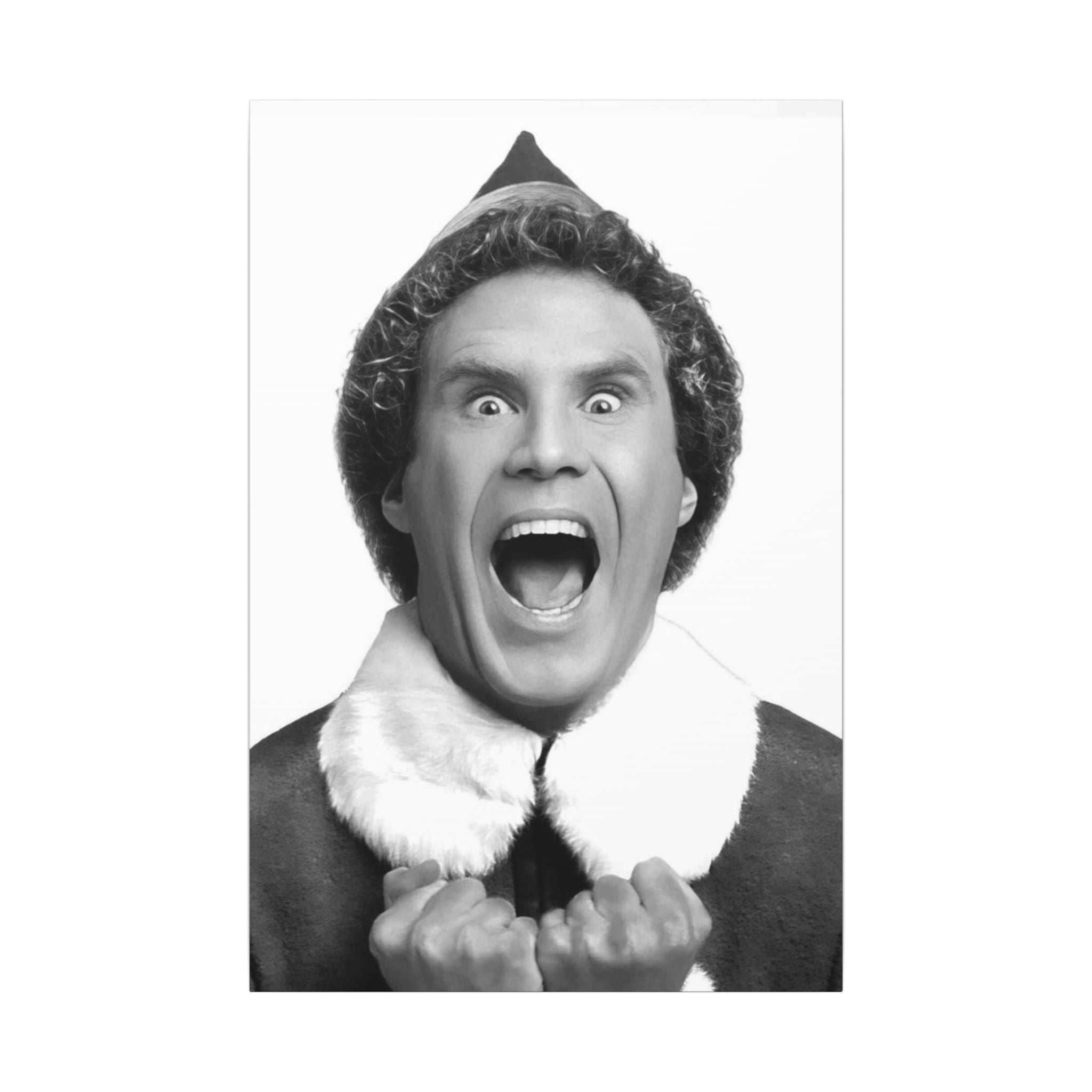 Elf Black and White Christmas Custom Canvas Wall Print
